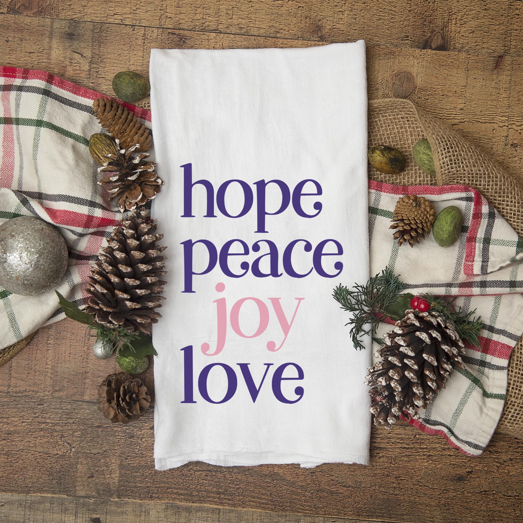 Advent Kitchen Towel – Hope Peace Joy Love Catholic Christmas Décor - Firefly Wishes