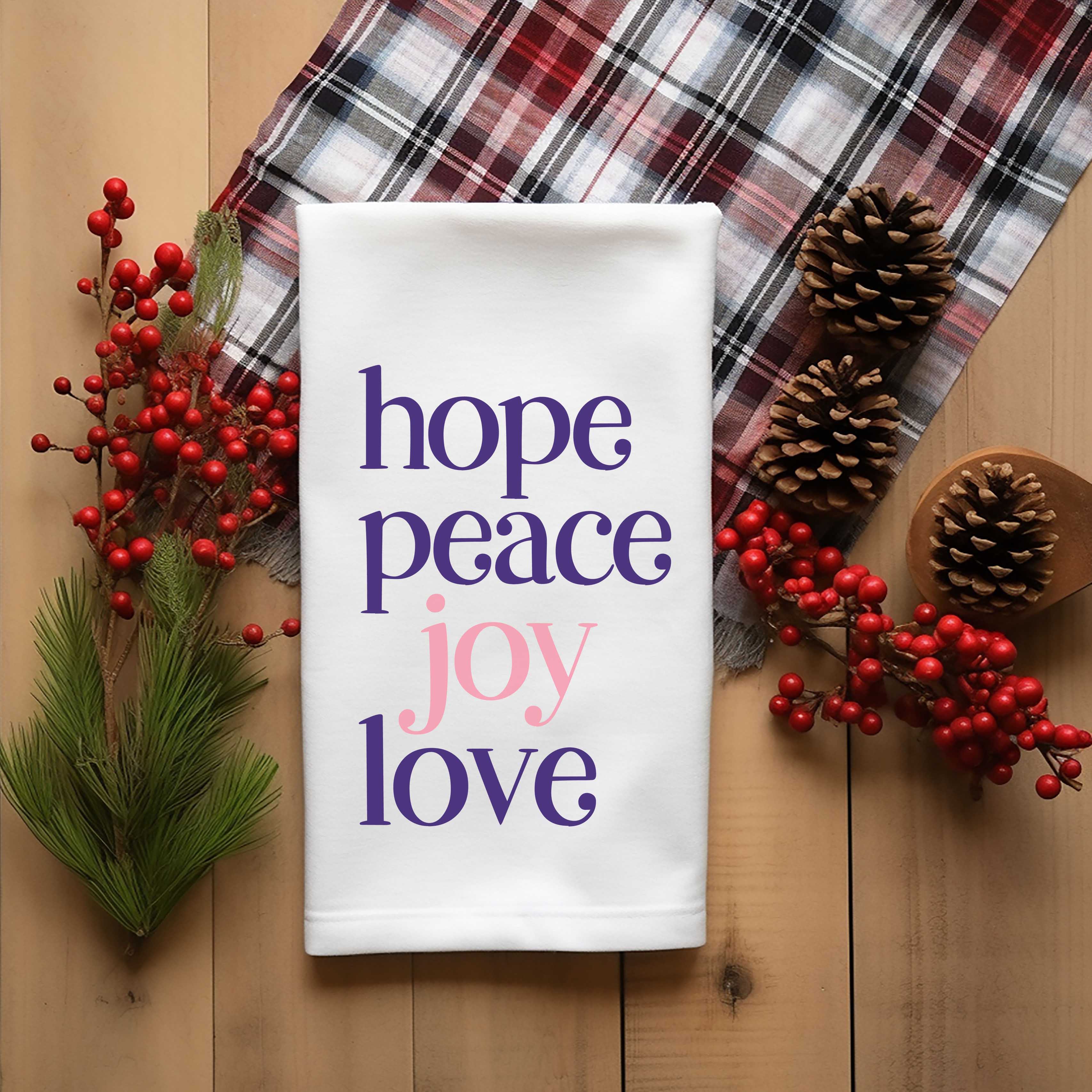 Advent Kitchen Towel – Hope Peace Joy Love Catholic Christmas Décor - Firefly Wishes