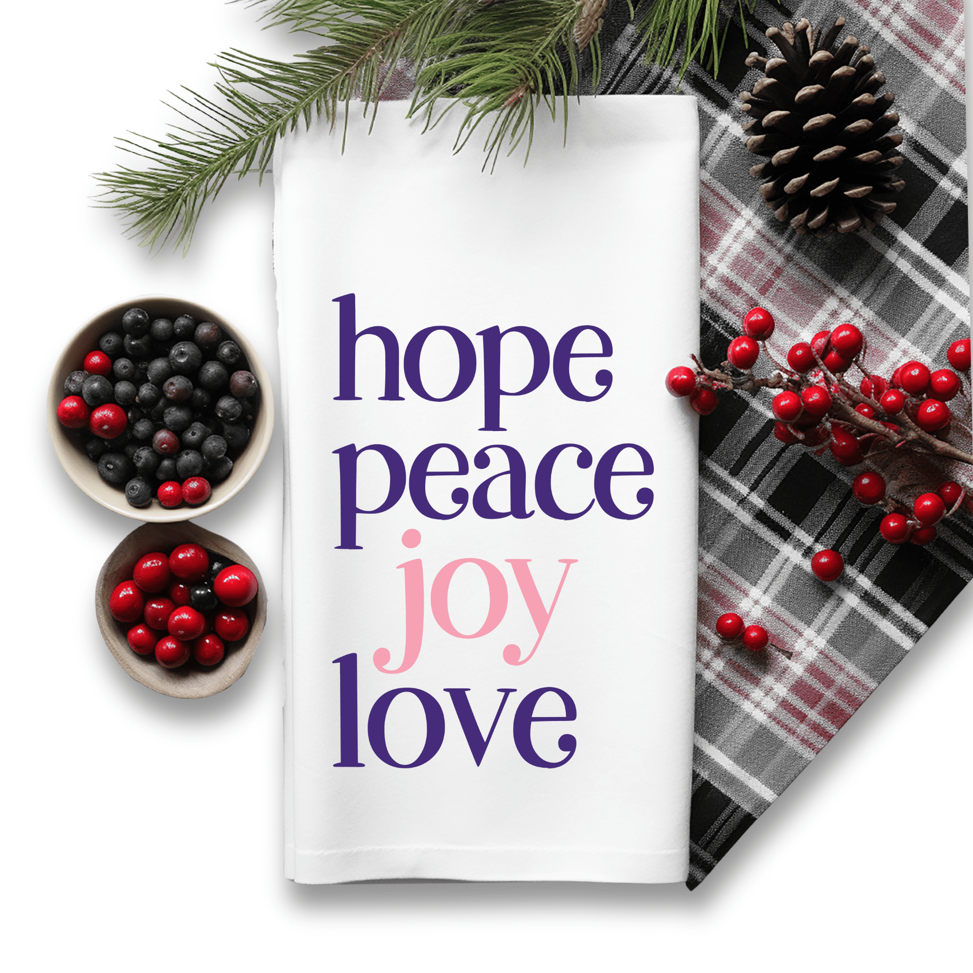 Advent Kitchen Towel – Hope Peace Joy Love Catholic Christmas Décor - Firefly Wishes