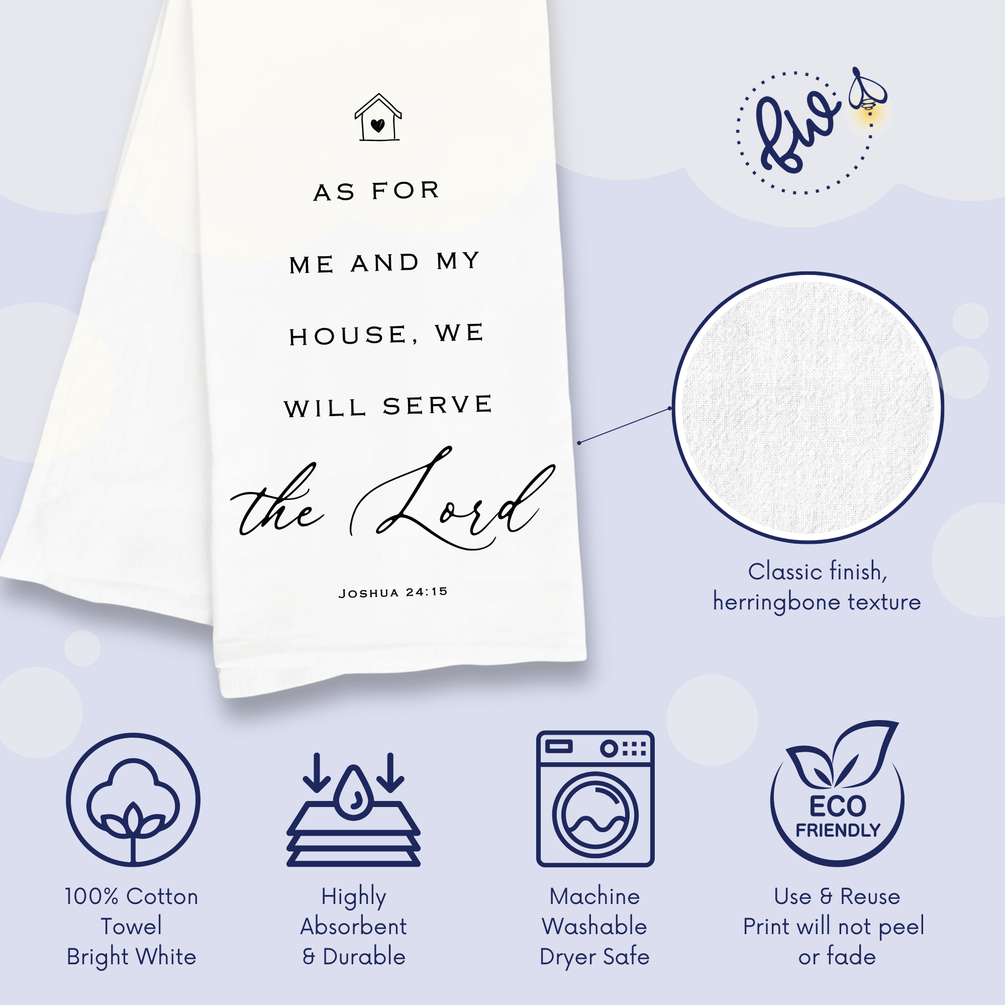 As for Me and My House We Will Serve the Lord Kitchen Towel - Christian Housewarming Gift - Firefly Wishes