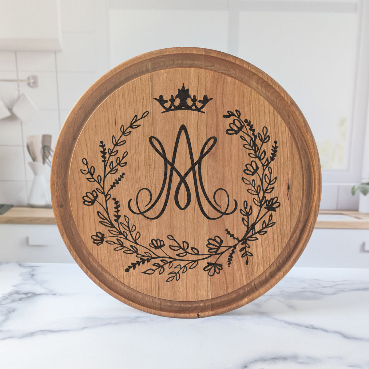 Auspice Maria Cutting Board — Virgin Mary Monogram