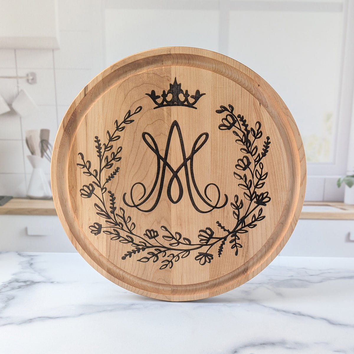 Auspice Maria Cutting Board — Virgin Mary Monogram
