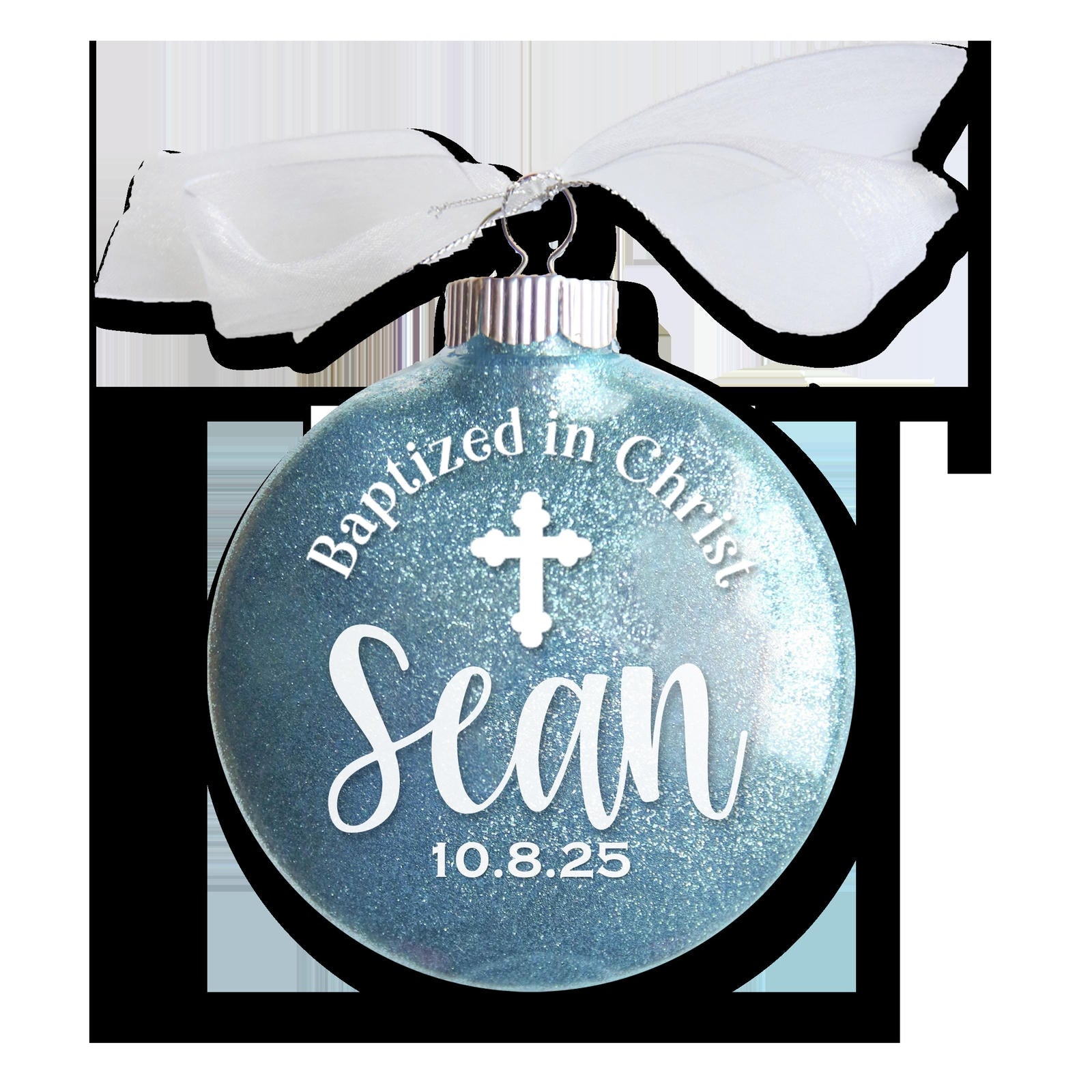 Baptism Glitter Christmas Ornament