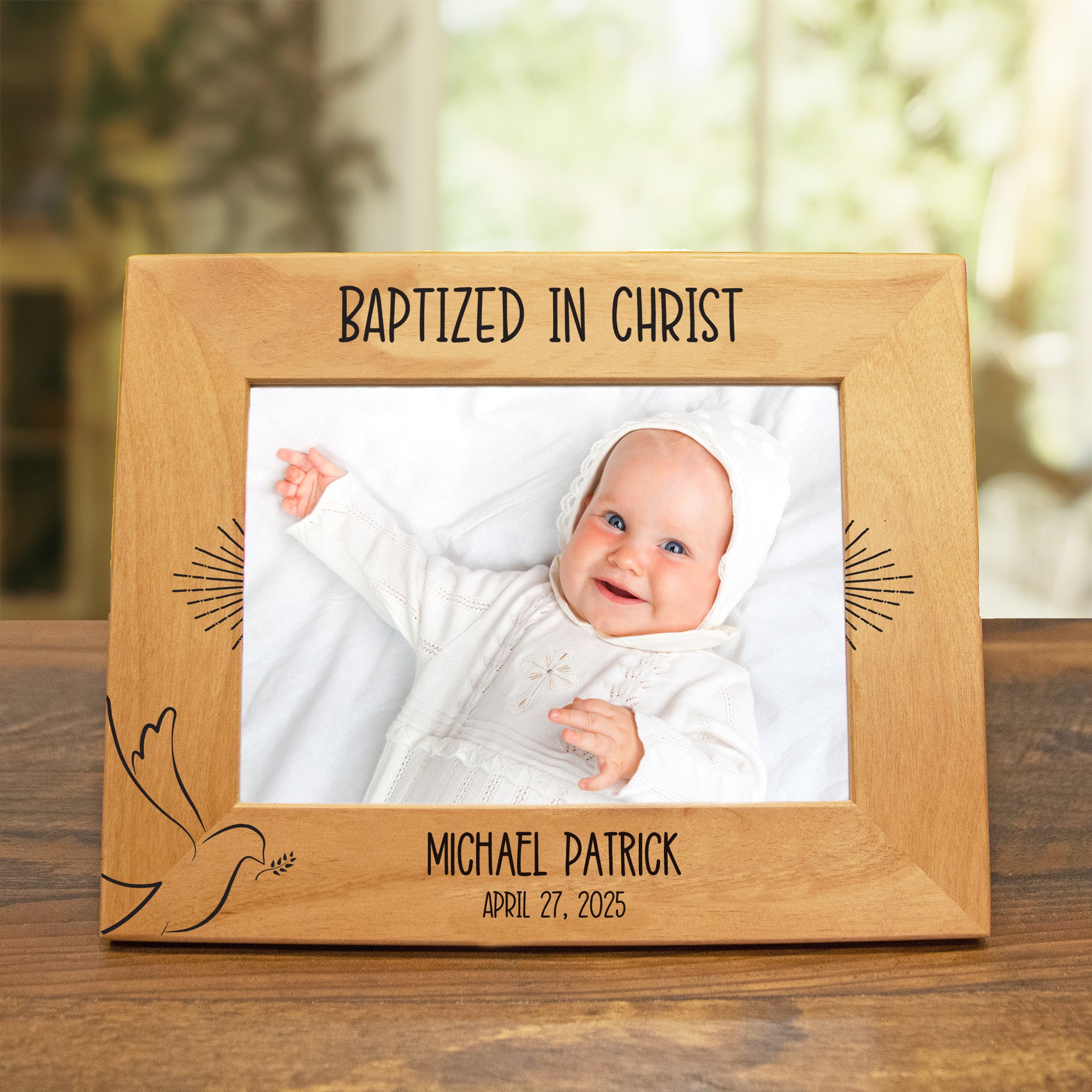 Personalized Baptism Picture Frame - Engraved Christian Baby Keepsake for Boys & Girls