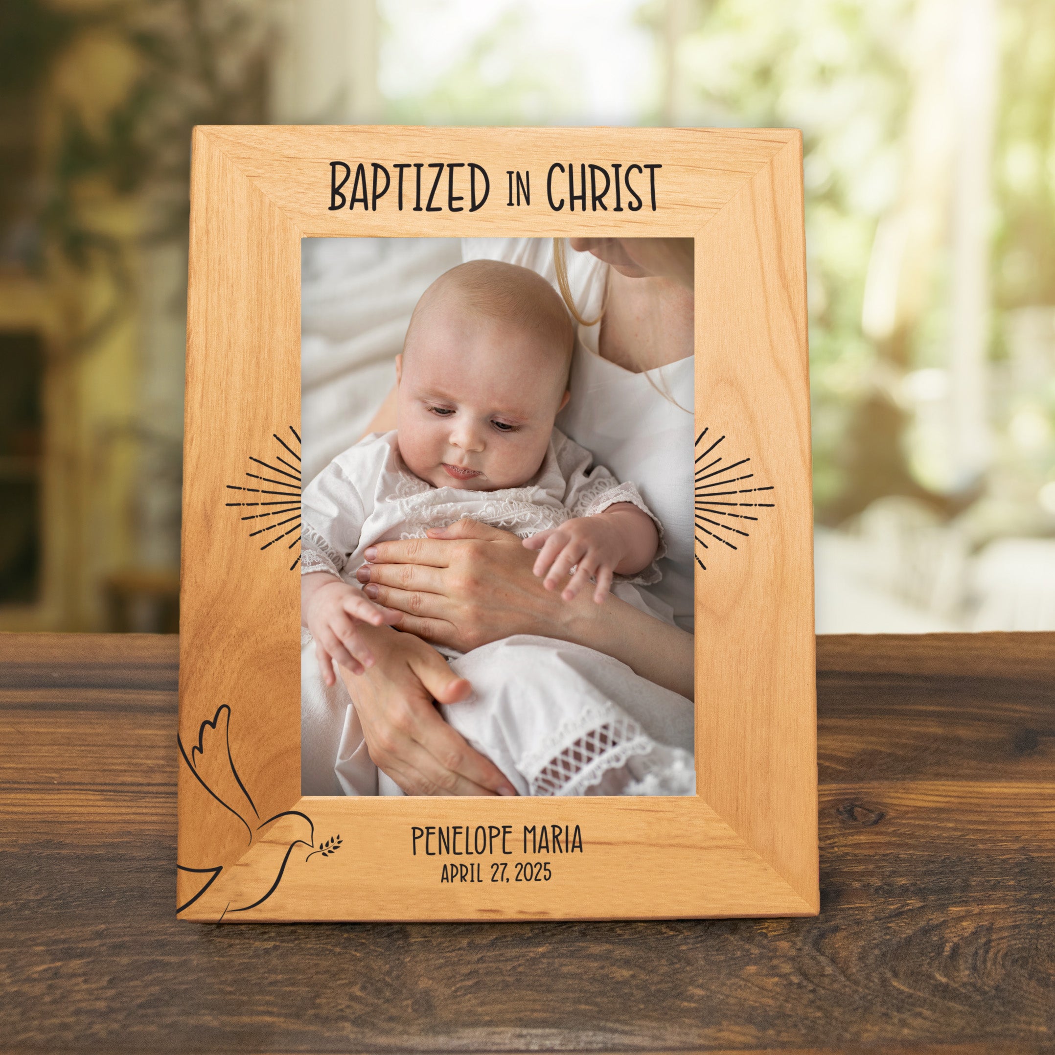 Personalized Baptism Picture Frame - Engraved Christian Baby Keepsake for Boys & Girls