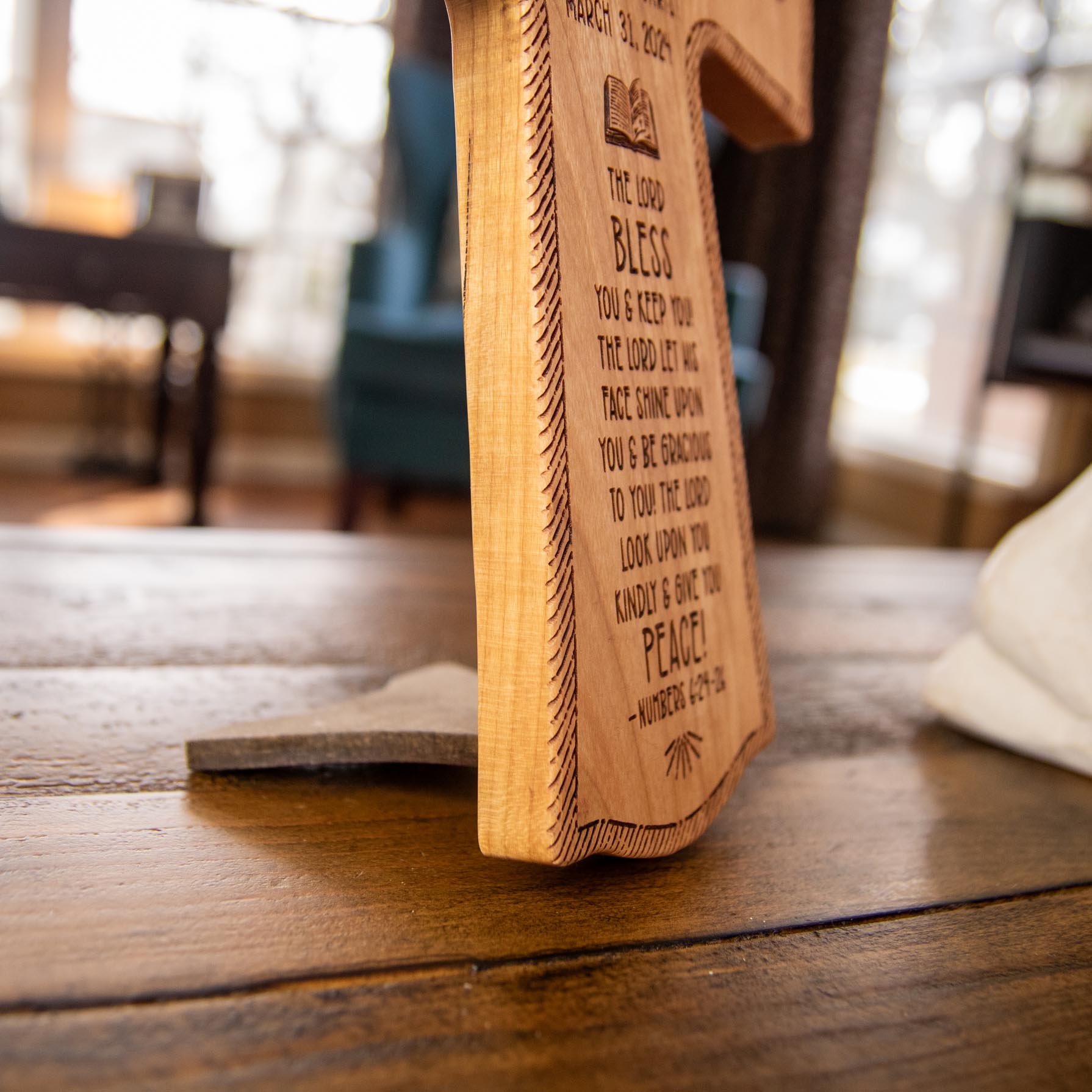 Baptism Personalized Wood Cross - Engraved Baby Name & Date - Firefly Wishes