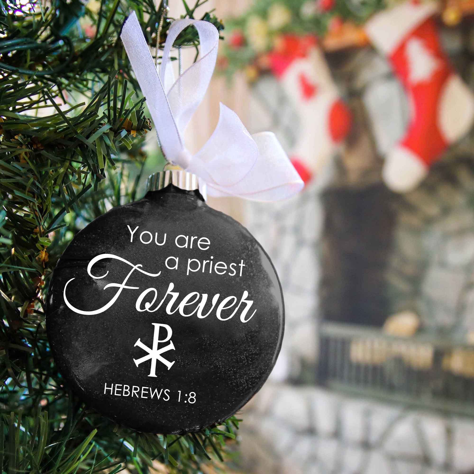 Catholic Priest Glitter Christmas Ornament