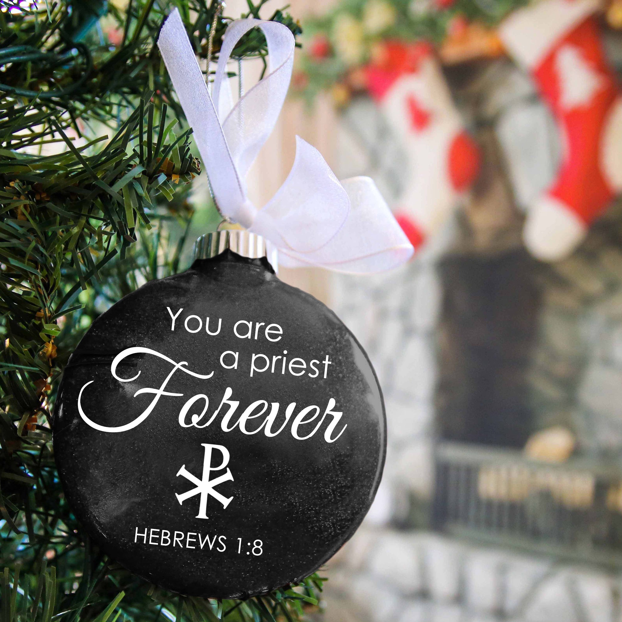 Catholic Priest Glitter Christmas Ornament