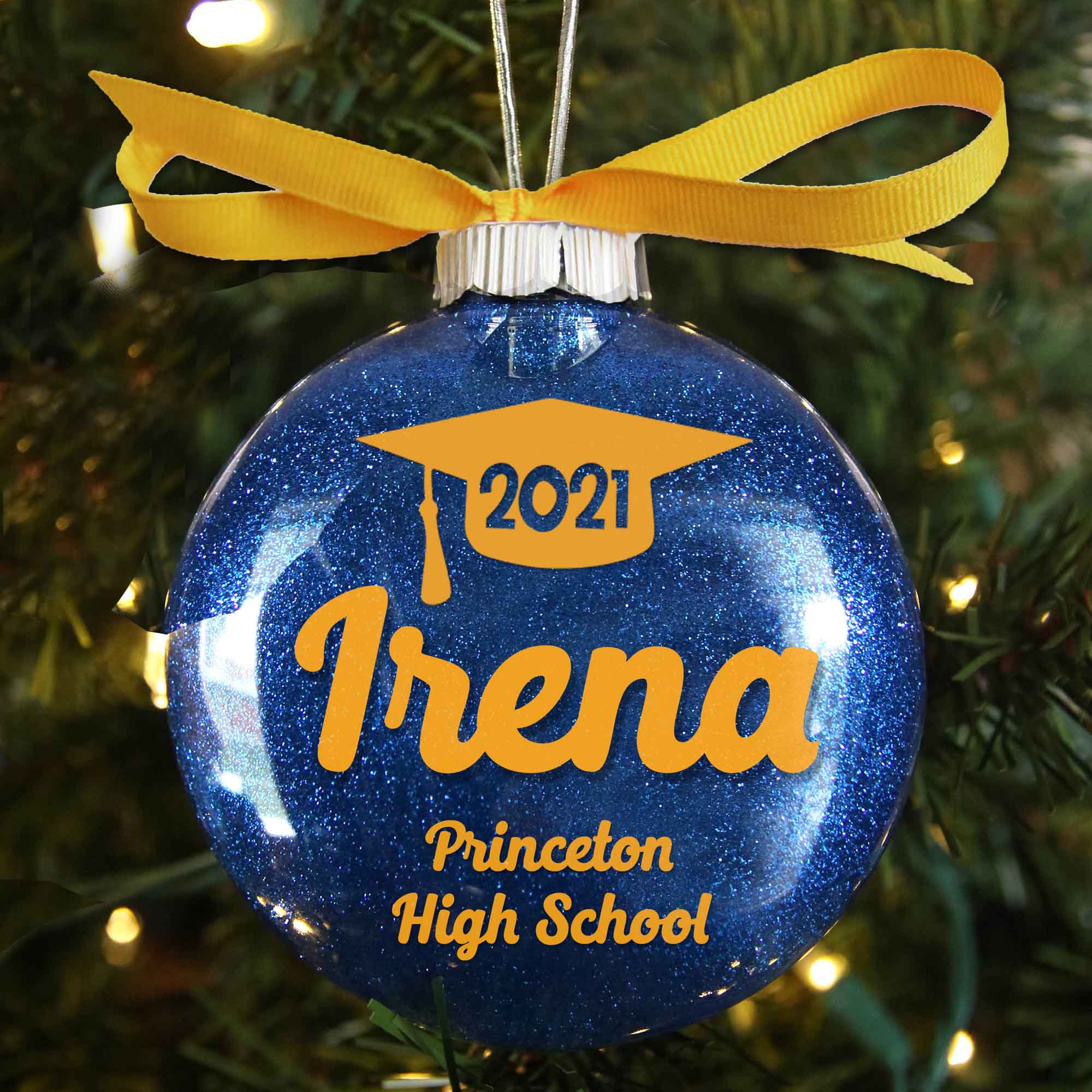 Graduation Glitter Christmas Ornament - Firefly Wishes