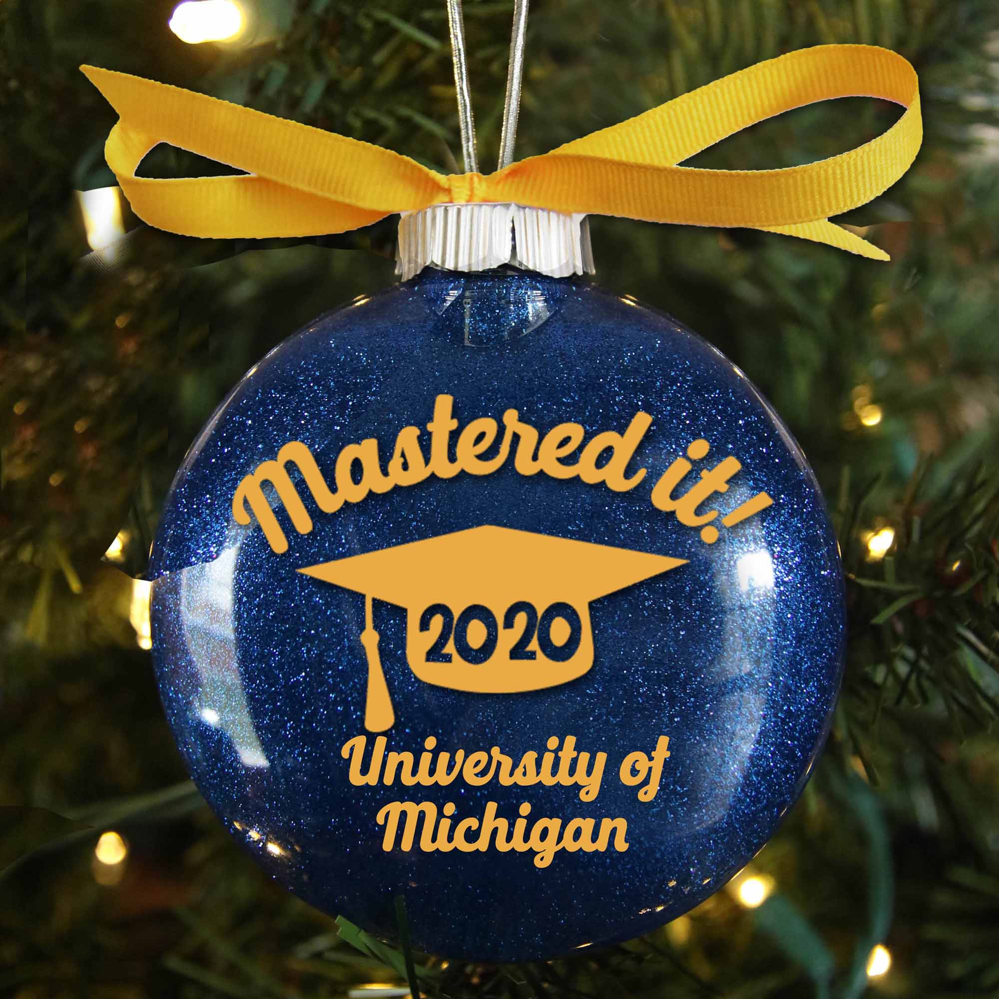 Masters Degree Graduation Glitter Christmas Ornament - Firefly Wishes