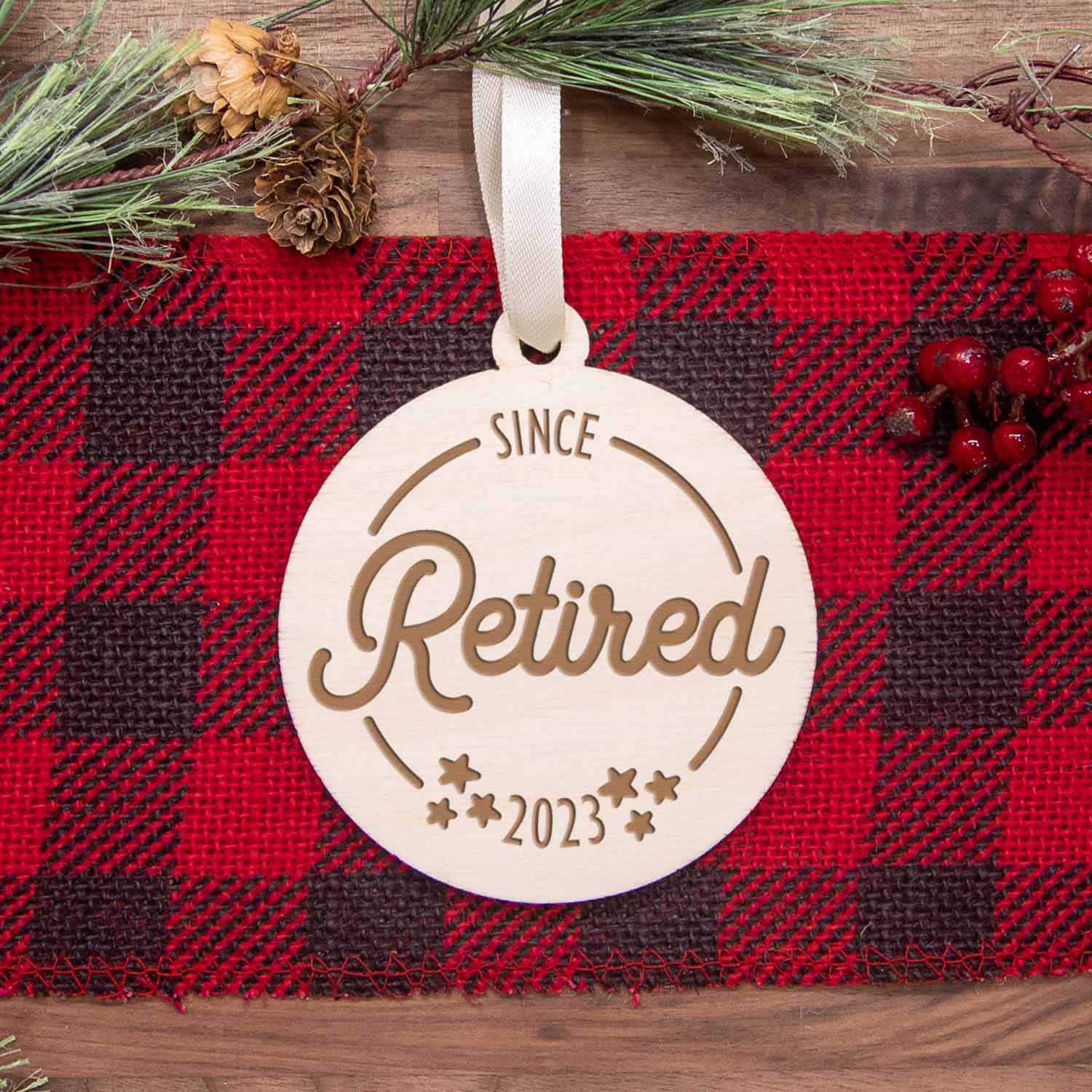 Retirement Christmas Wood Ornament