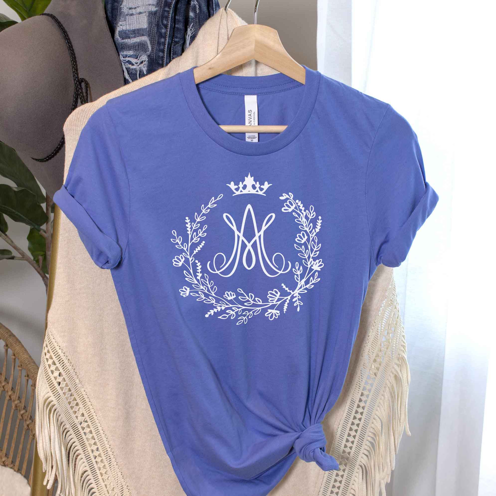 Auspice Maria Catholic Marian T-Shirt - Firefly Wishes