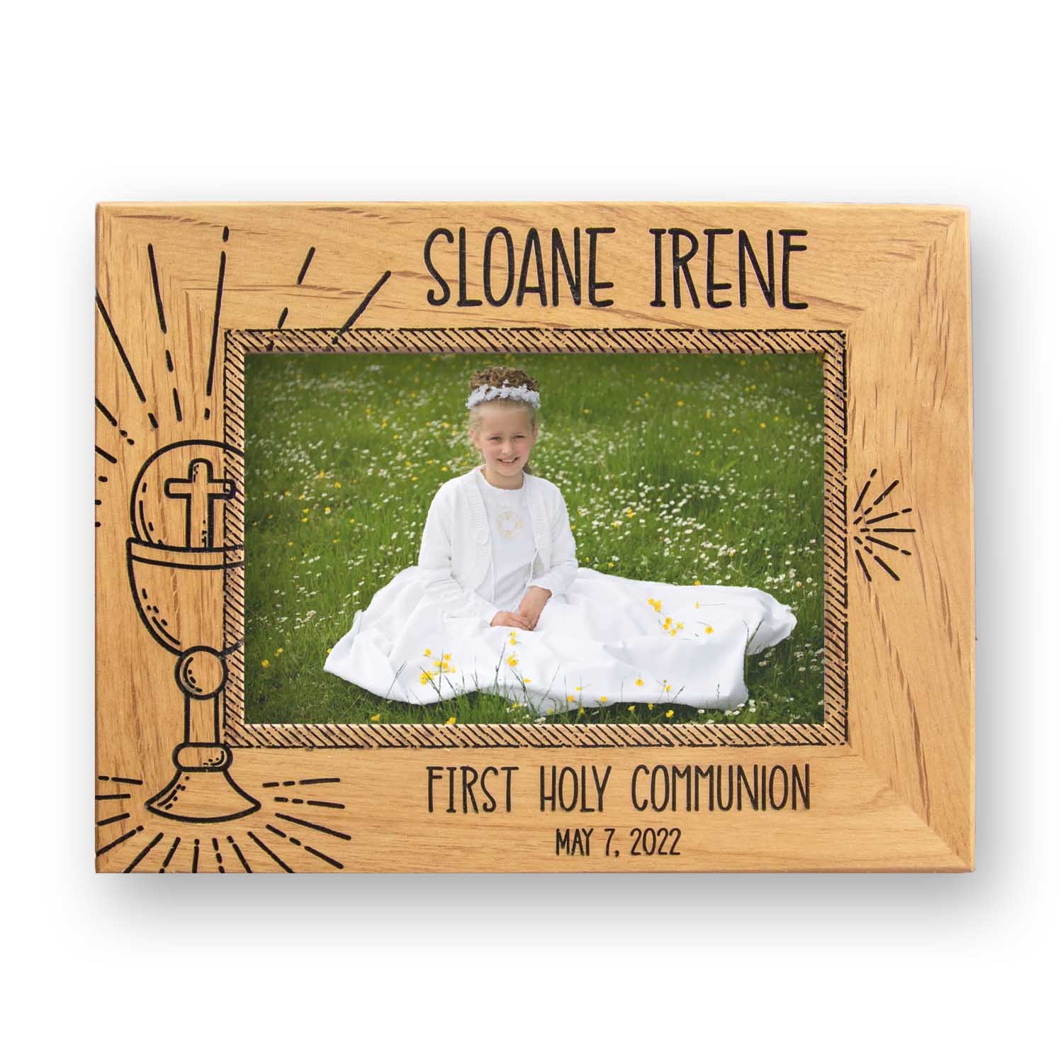 First Holy Communion Wood Picture Frame - Radiant Eucharist - Firefly Wishes