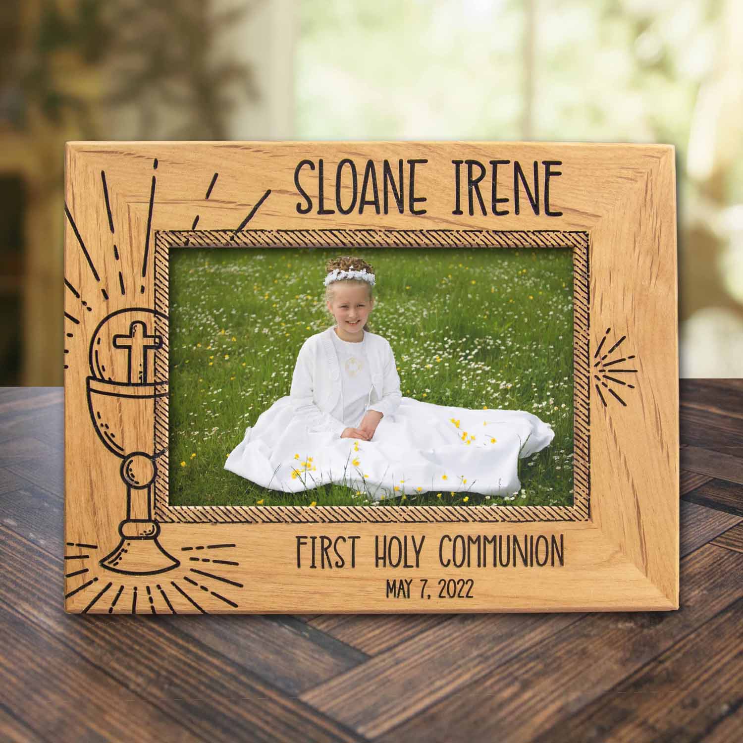 First Holy Communion Wood Picture Frame - Radiant Eucharist - Firefly Wishes