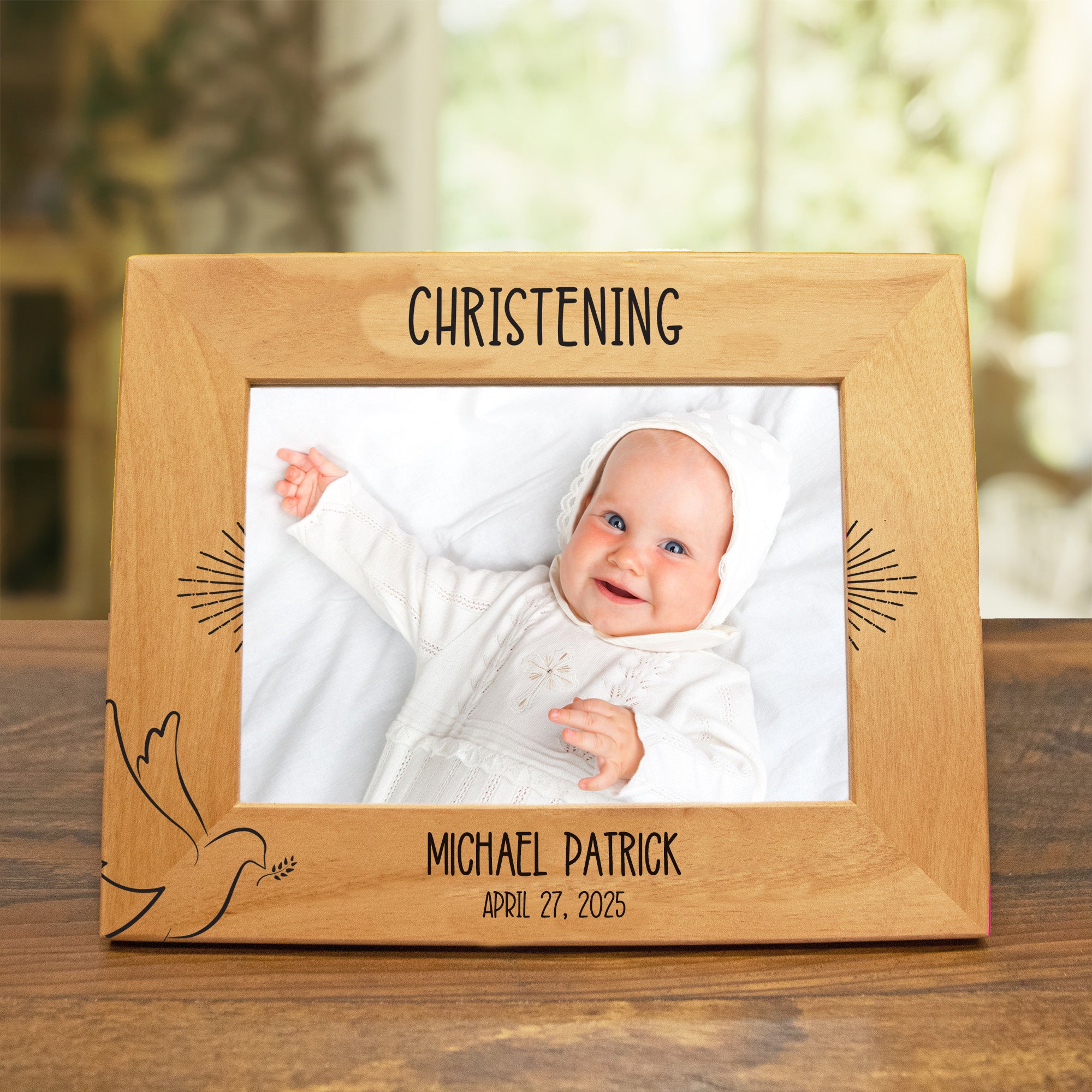 Personalized Christening Picture Frame – Engraved Christian Baby Keepsake