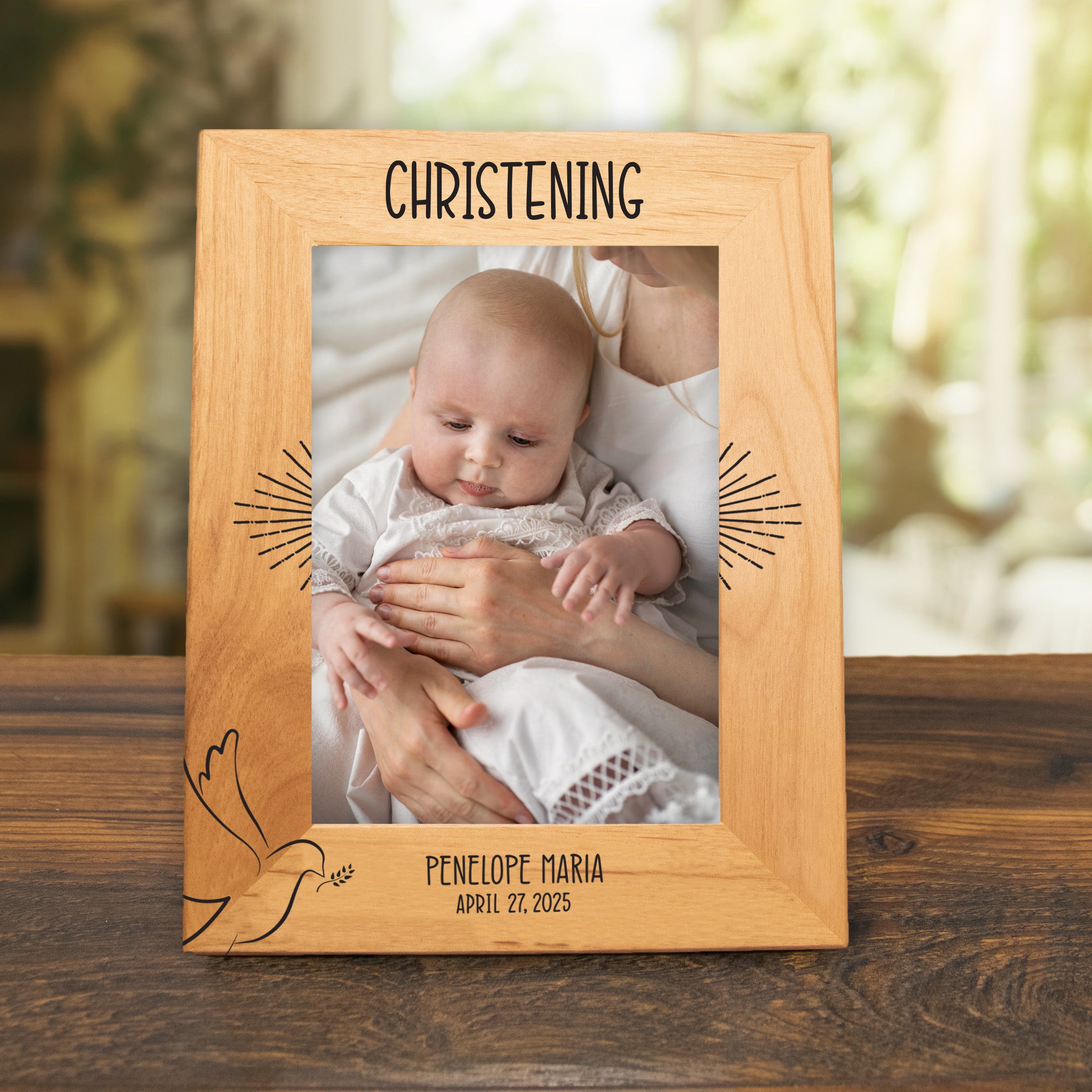 Personalized Christening Picture Frame - Engraved Christian Baby Keepsake