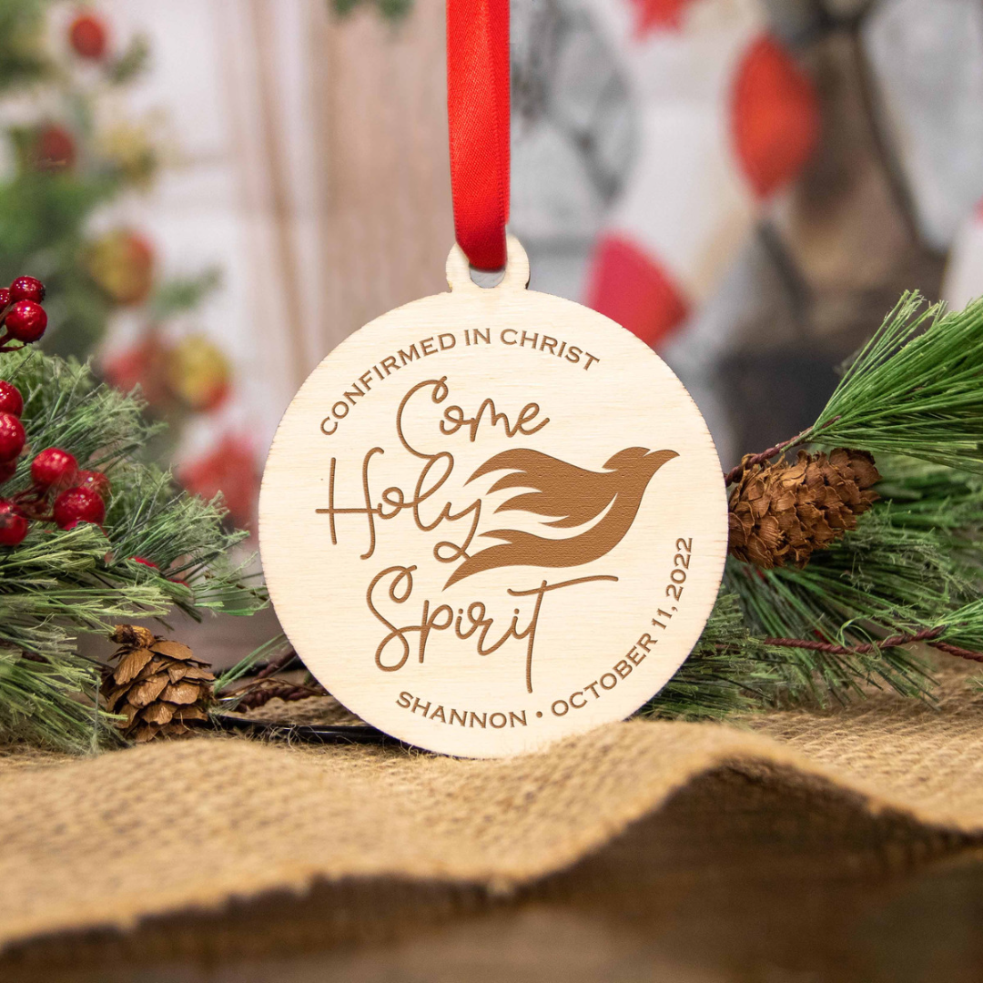Come Holy Spirit Confirmation Wood Christmas Ornament
