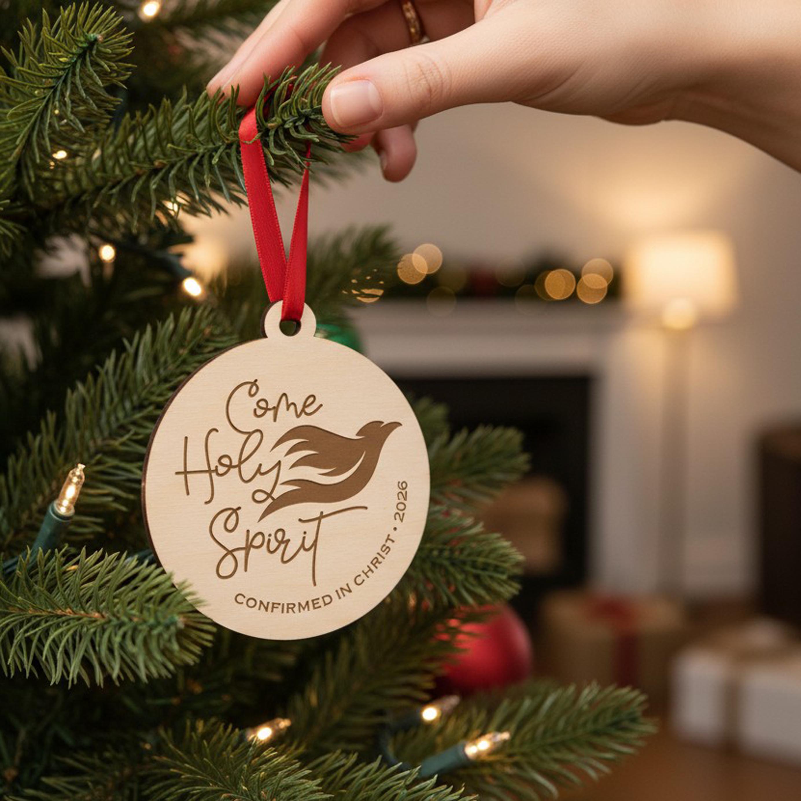 Come Holy Spirit Confirmation Wood Christmas Ornament