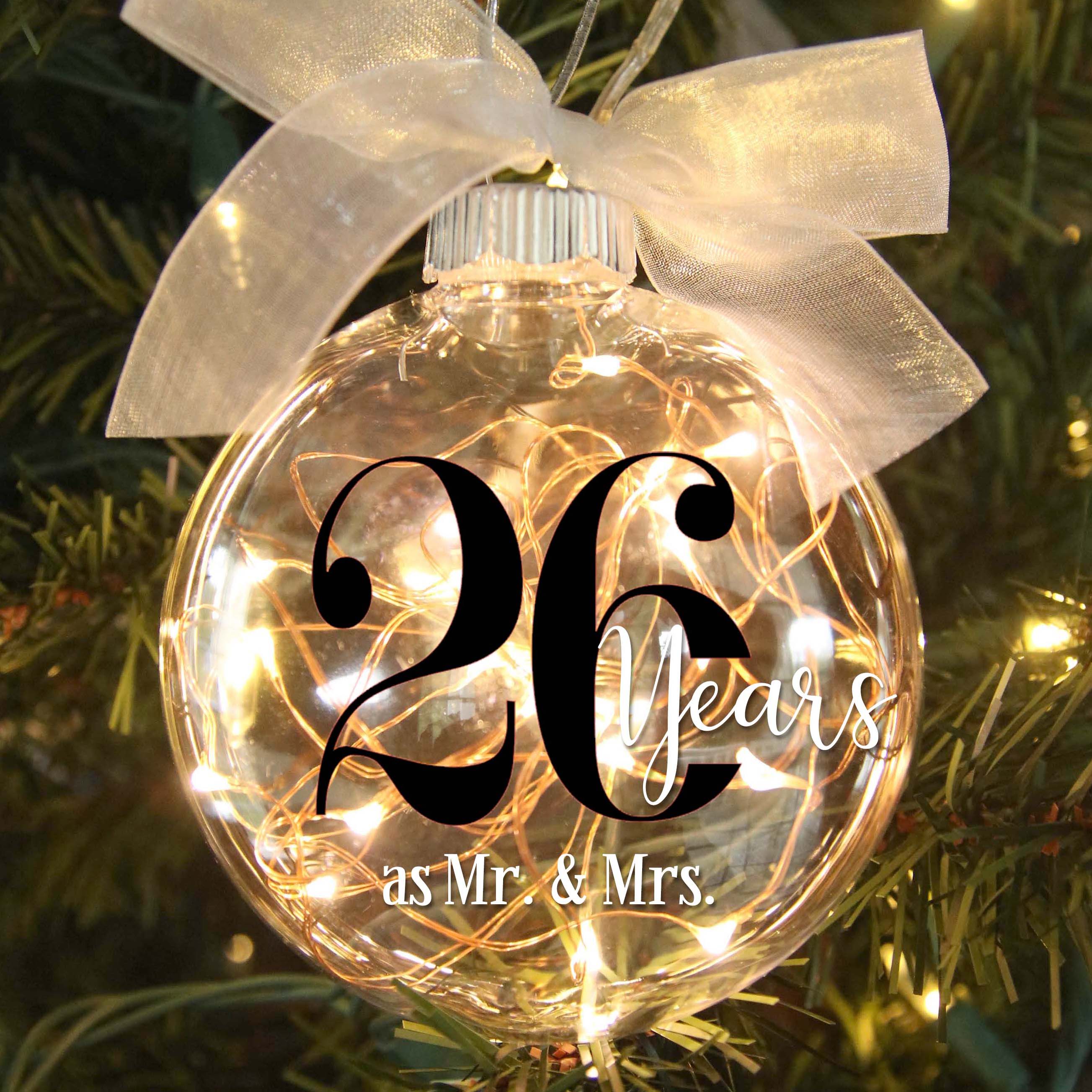 Custom Wedding Anniversary Lighted Christmas Ornament