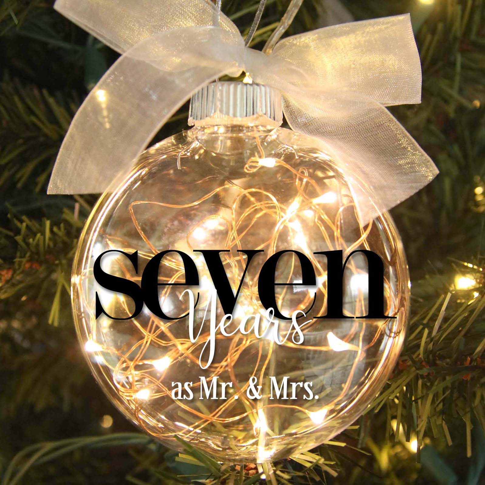 7th Wedding Anniversary Lighted Christmas Ornament