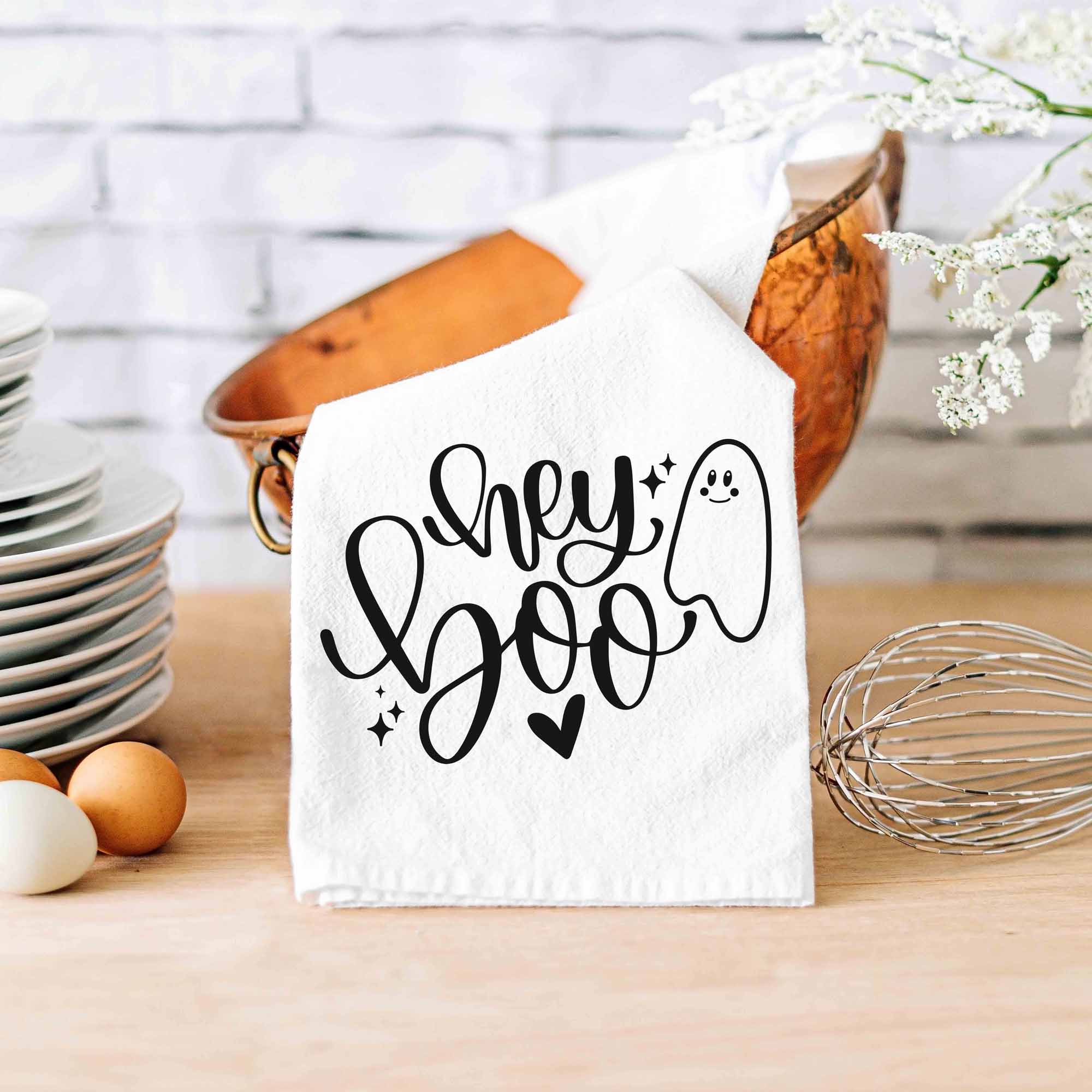 Hey Boo Halloween Kitchen Towel - Firefly Wishes