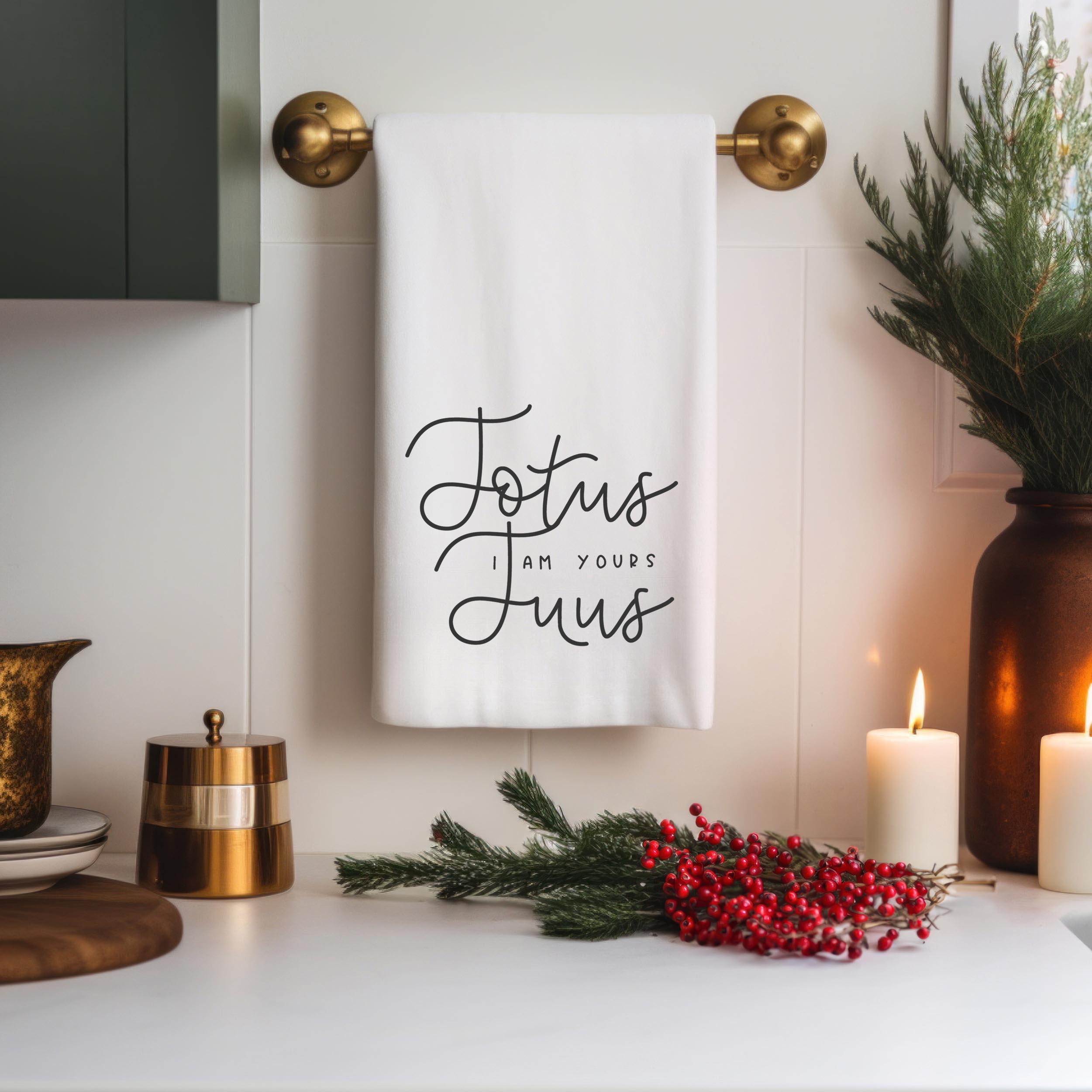 Totus Tuus Catholic Kitchen Towel – Catholic Motto & Marian Devotion - Firefly Wishes
