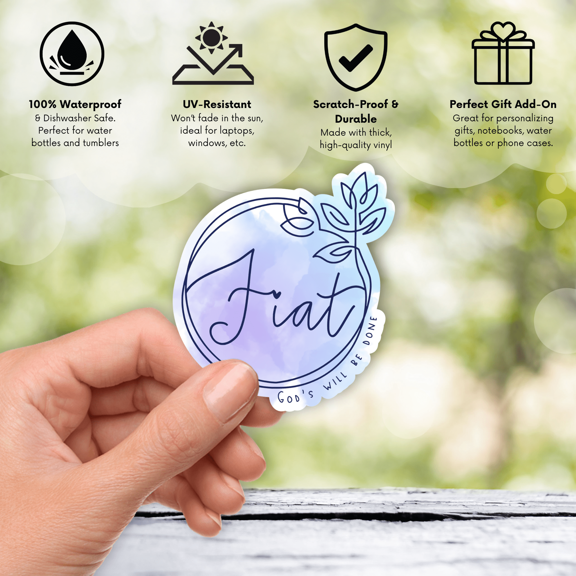 Fiat Catholic Sticker – Marian “Yes” & Faith Inspiration - Firefly Wishes
