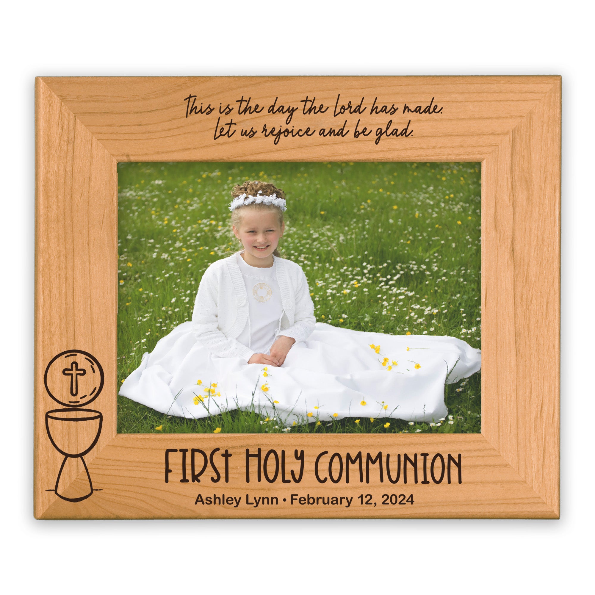 First Holy Communion Wood Picture Frame - Classic Chalice
