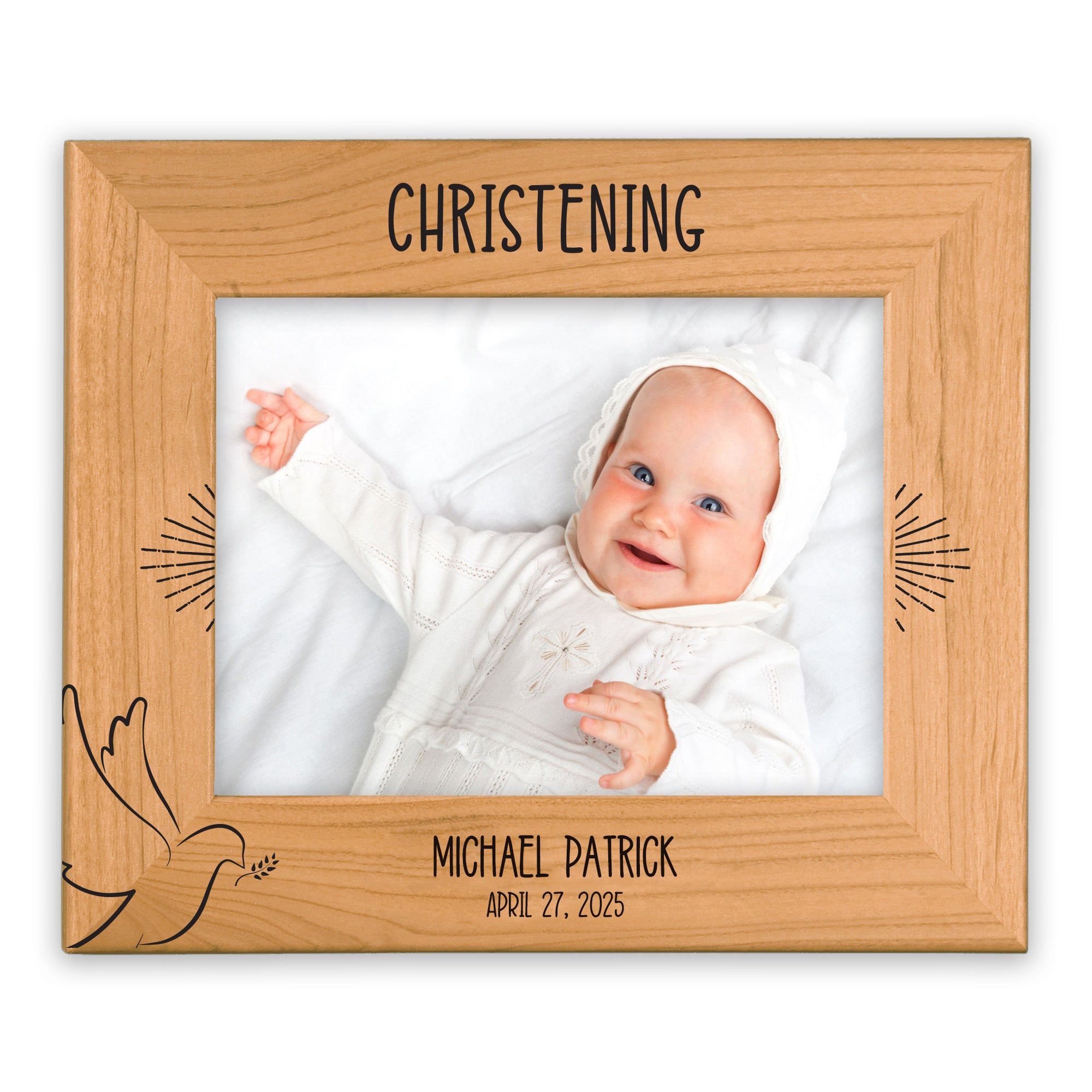 Personalized Christening Picture Frame - Engraved Christian Baby Keepsake