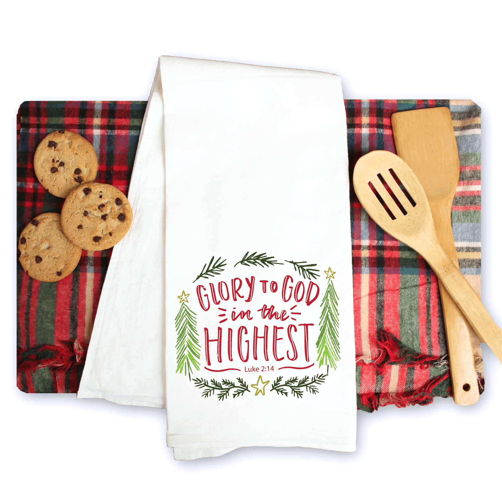 Christian Christmas Kitchen Towel – Glory to God in the Highest (Luke 2:14) - Firefly Wishes