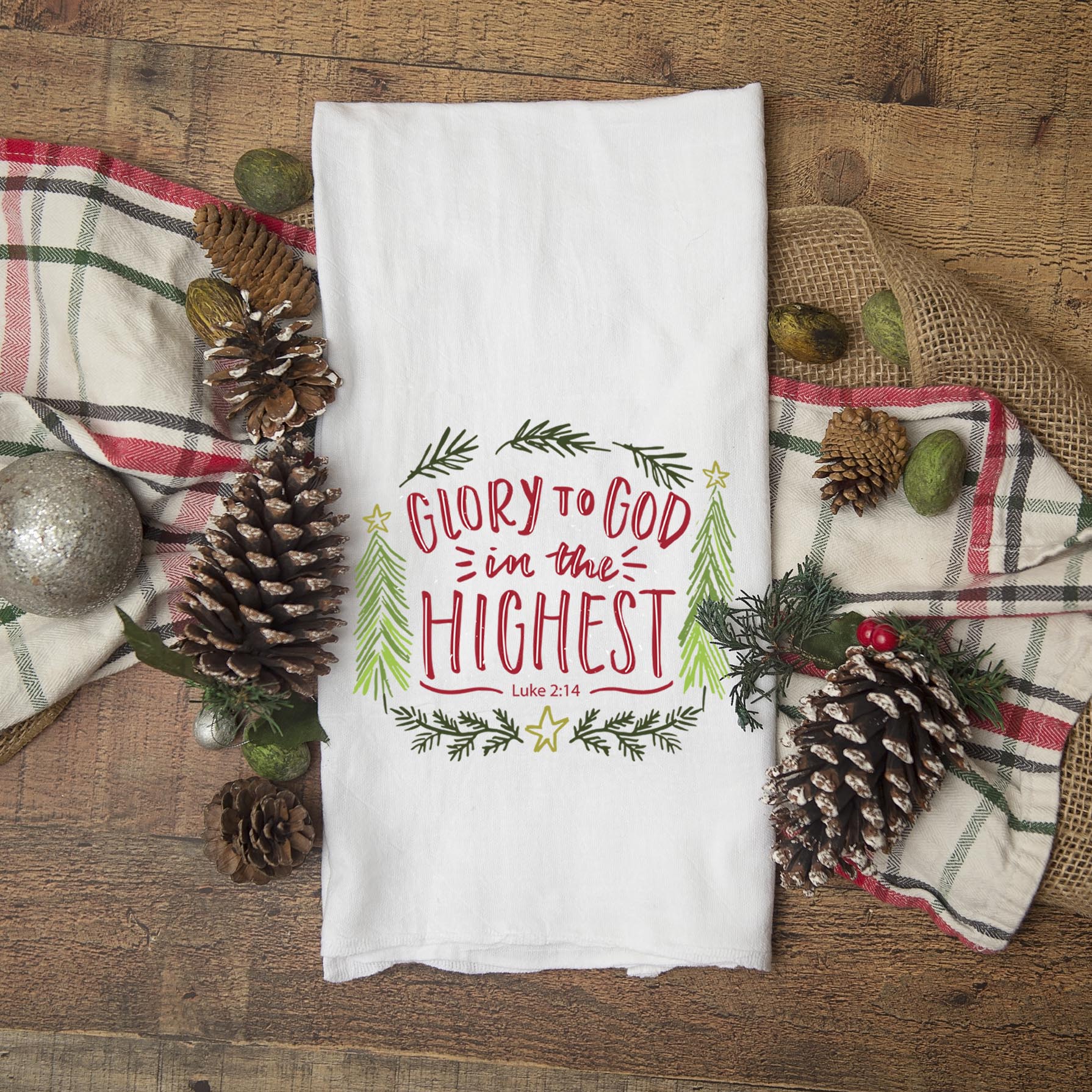 Christian Christmas Kitchen Towel – Glory to God in the Highest (Luke 2:14) - Firefly Wishes