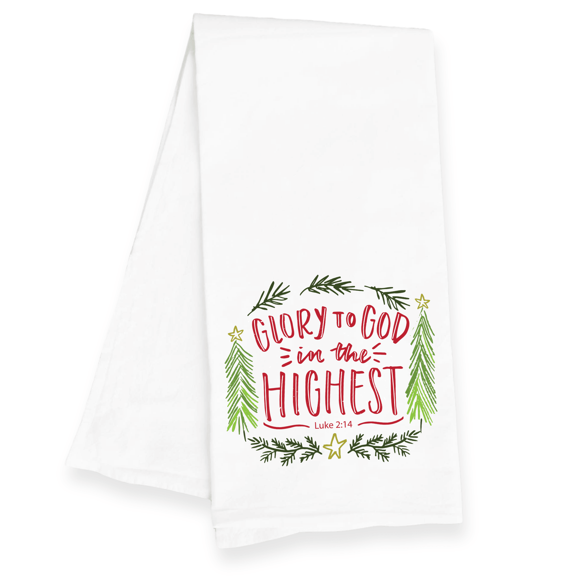 Christian Christmas Kitchen Towel – Glory to God in the Highest (Luke 2:14) - Firefly Wishes