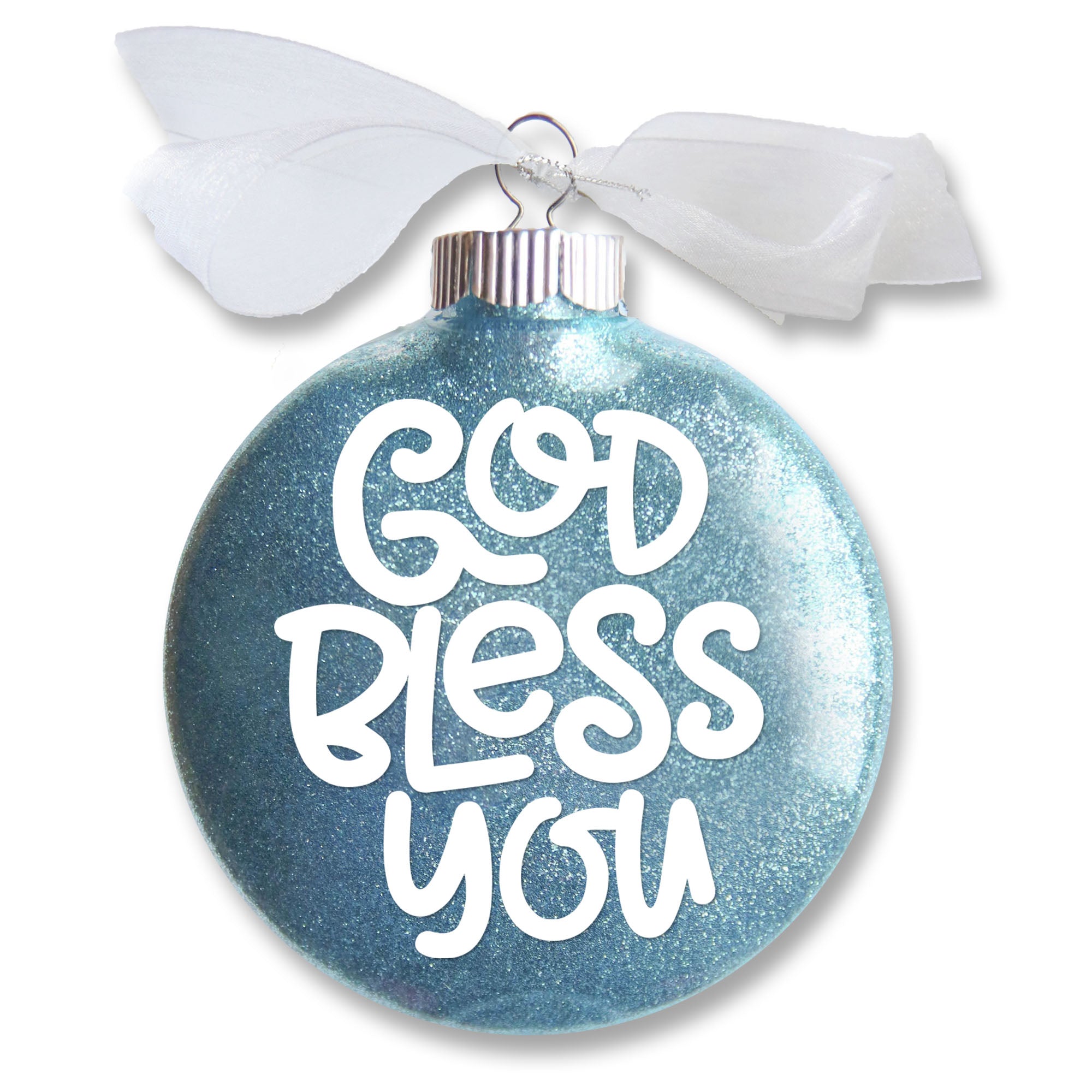 Personalized Baptism Glitter Ornament – God Bless You Keepsake