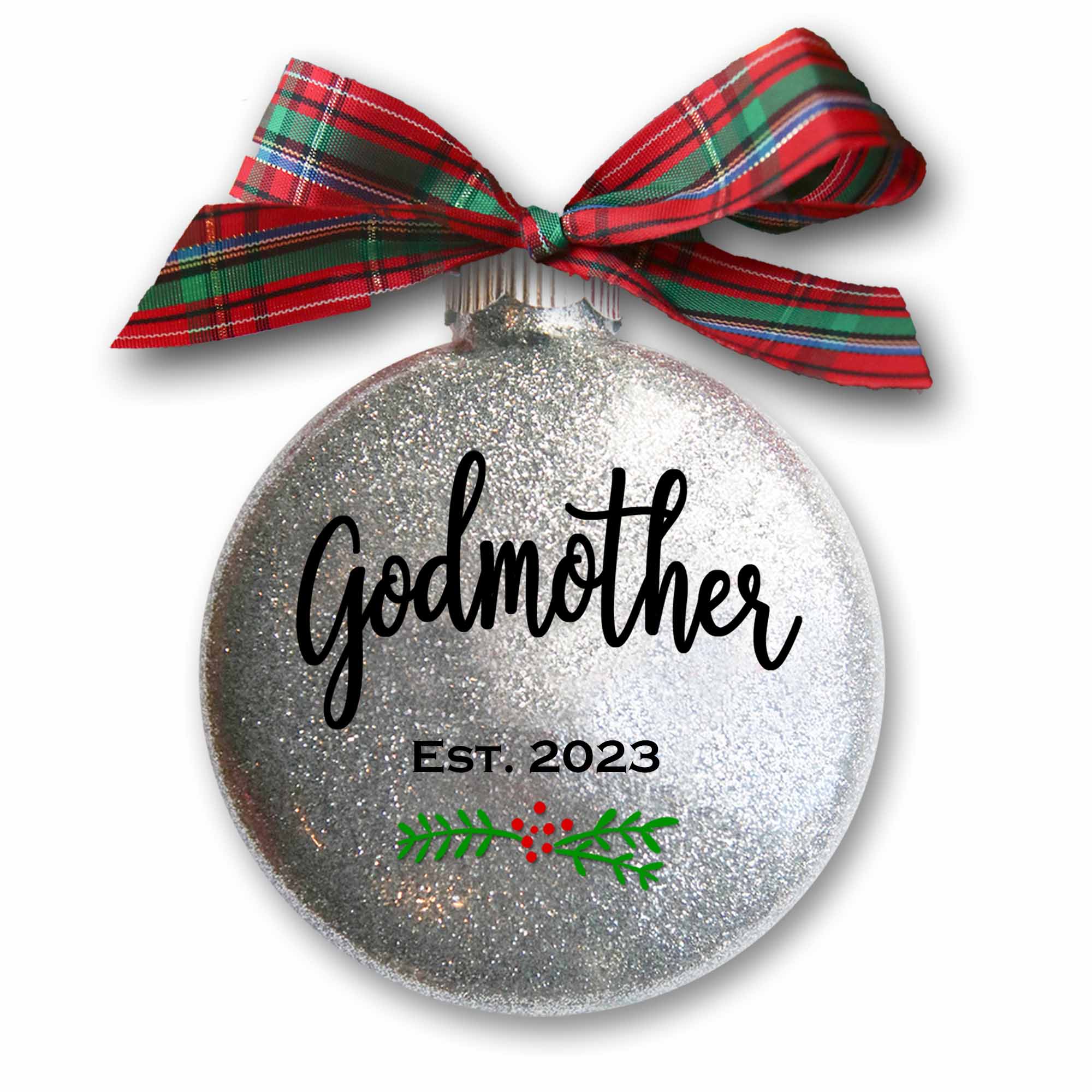 Godmother Glitter Christmas Ornament