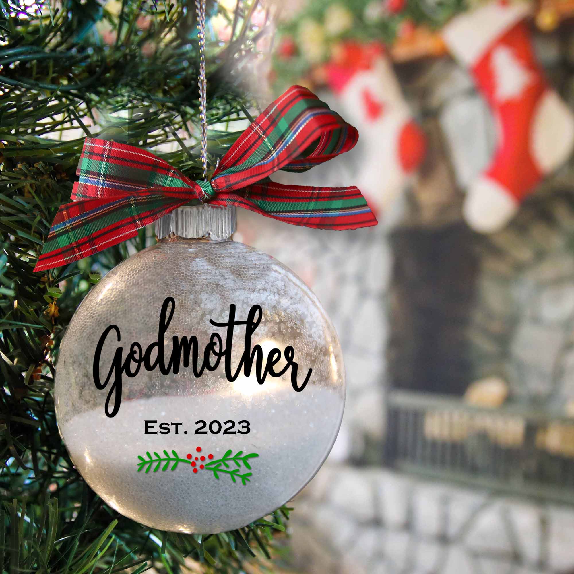 Godmother Glitter Christmas Ornament - Firefly Wishes