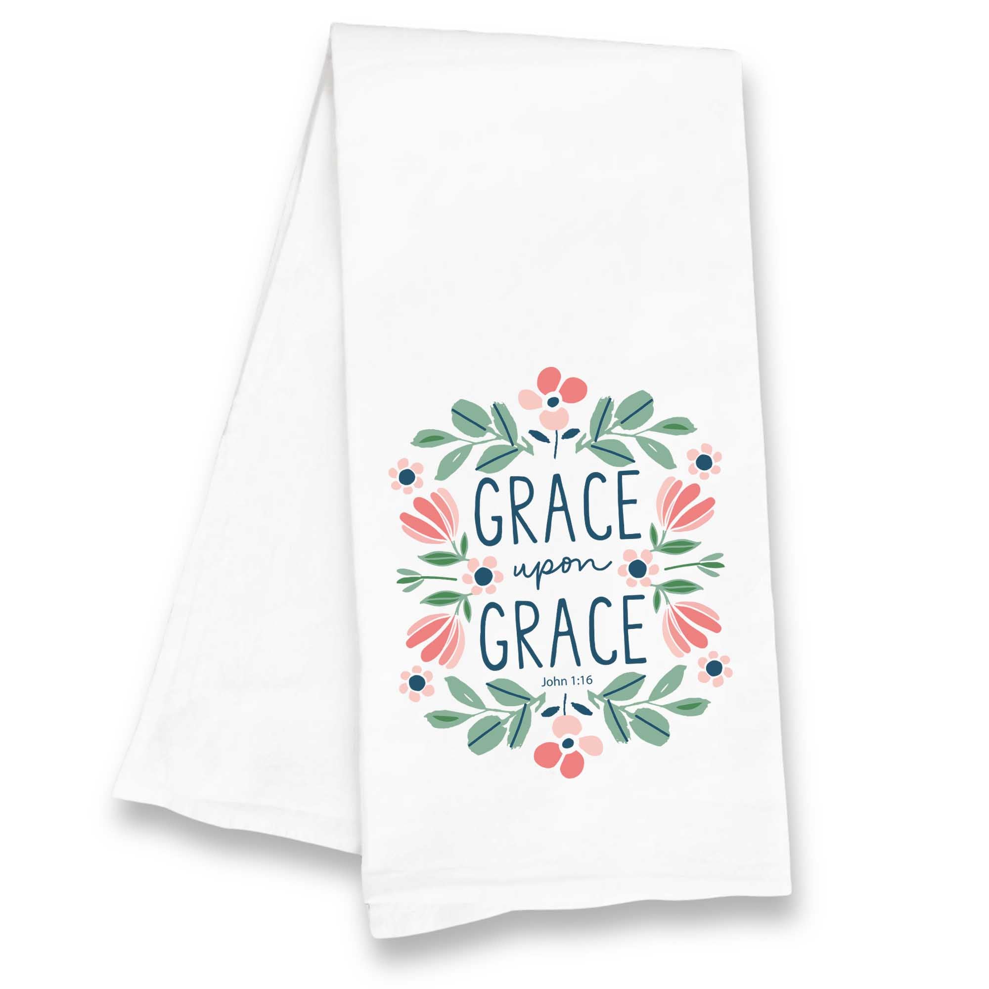 Grace Upon Grace Kitchen Towel - John 1:16 Bible Verse