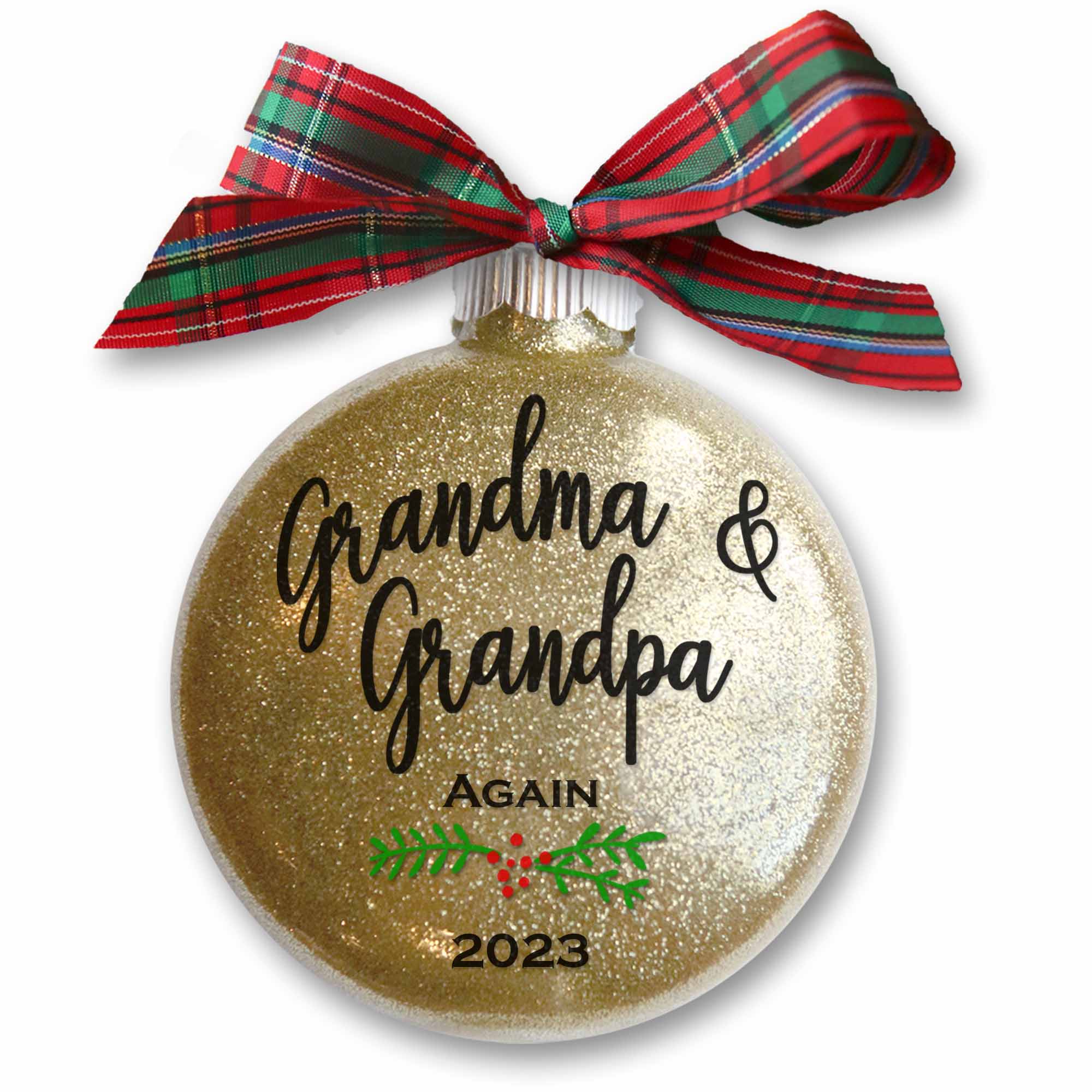 Grandma & Grandpa Again Glitter Christmas Ornament