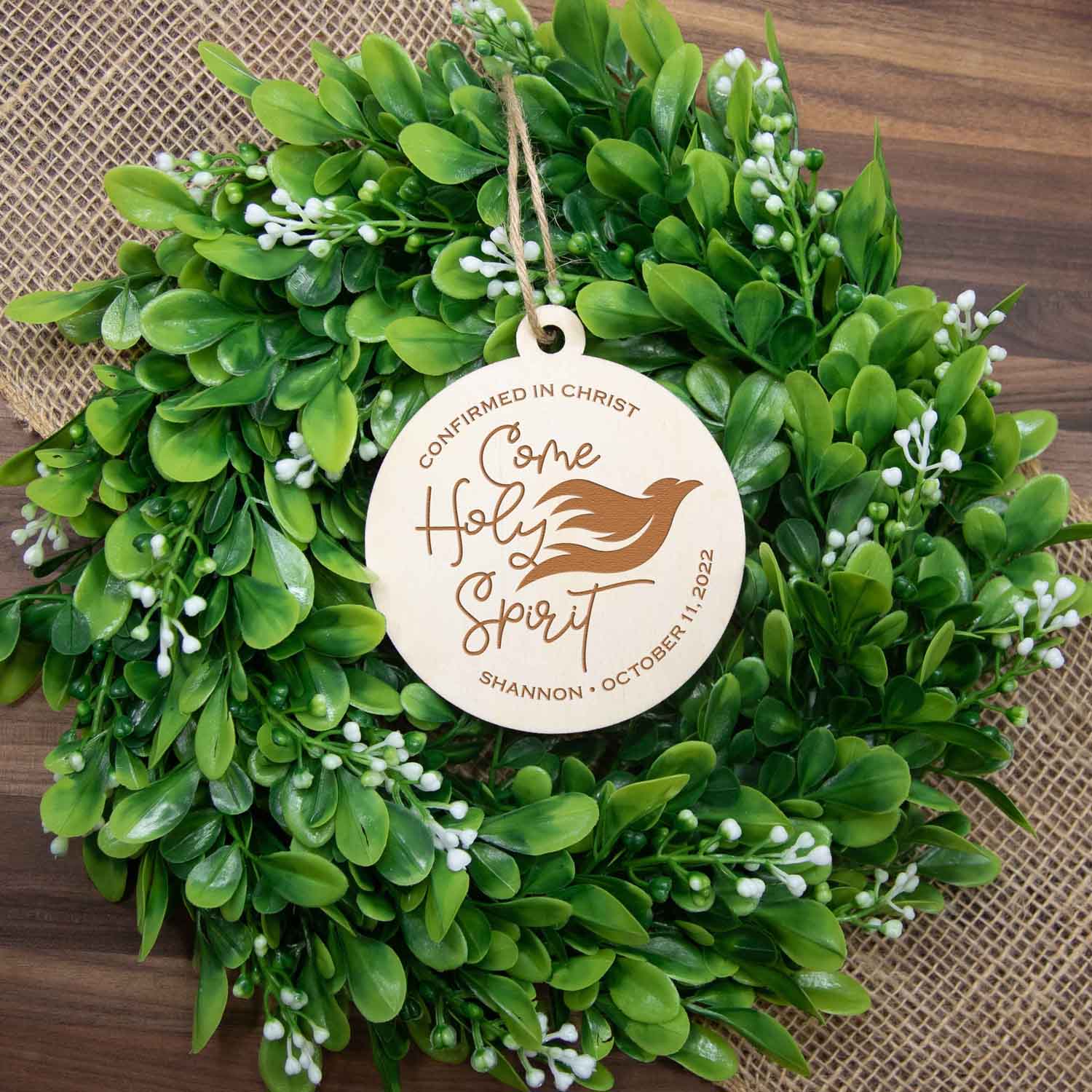 Come Holy Spirit Confirmation Wood Christmas Ornament