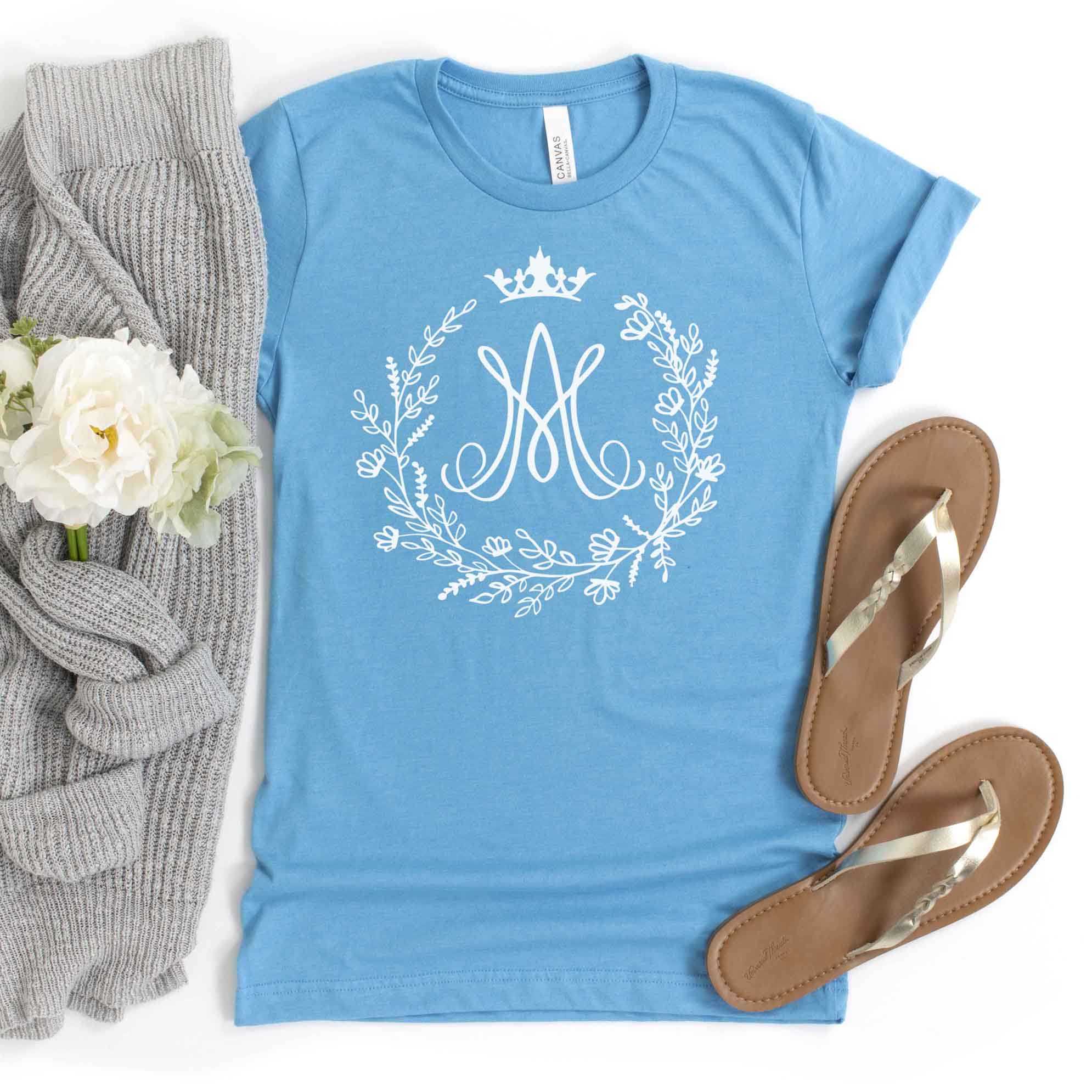Auspice Maria Catholic Marian T-Shirt - Firefly Wishes