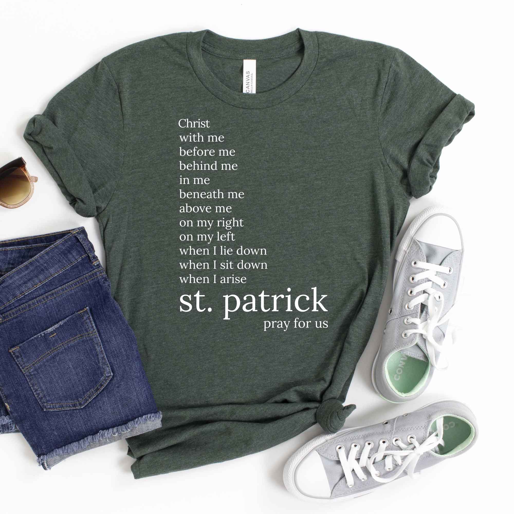 St. Patrick Catholic Saint T-Shirt - Breastplate Prayer - Firefly Wishes