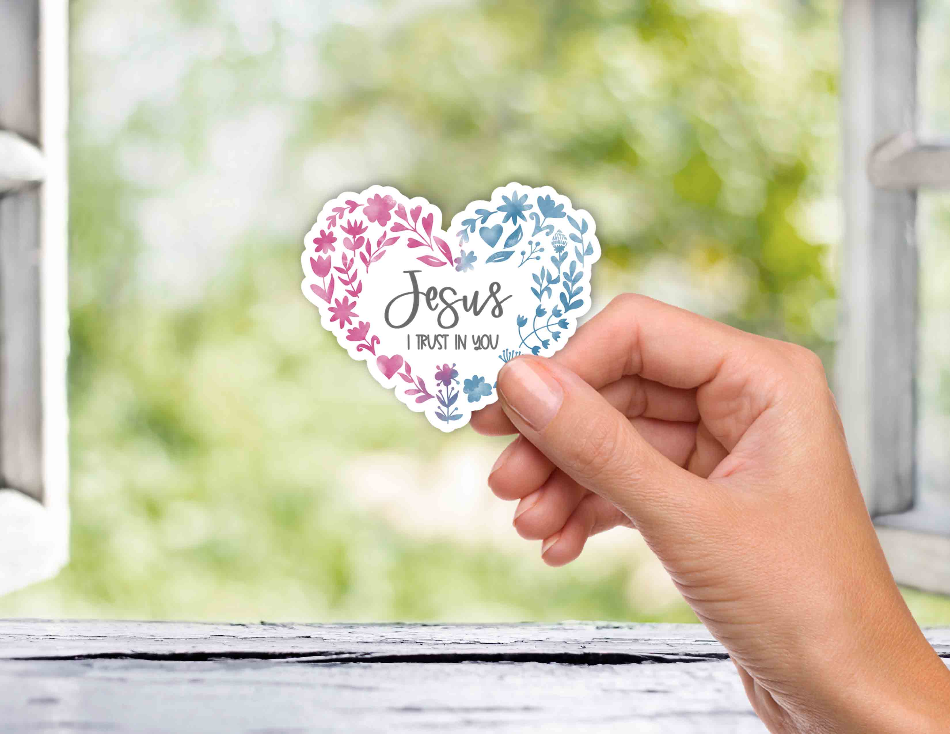 Divine Mercy Catholic Vinyl Waterproof Sticker - Jesus I Trust in You - Firefly Wishes