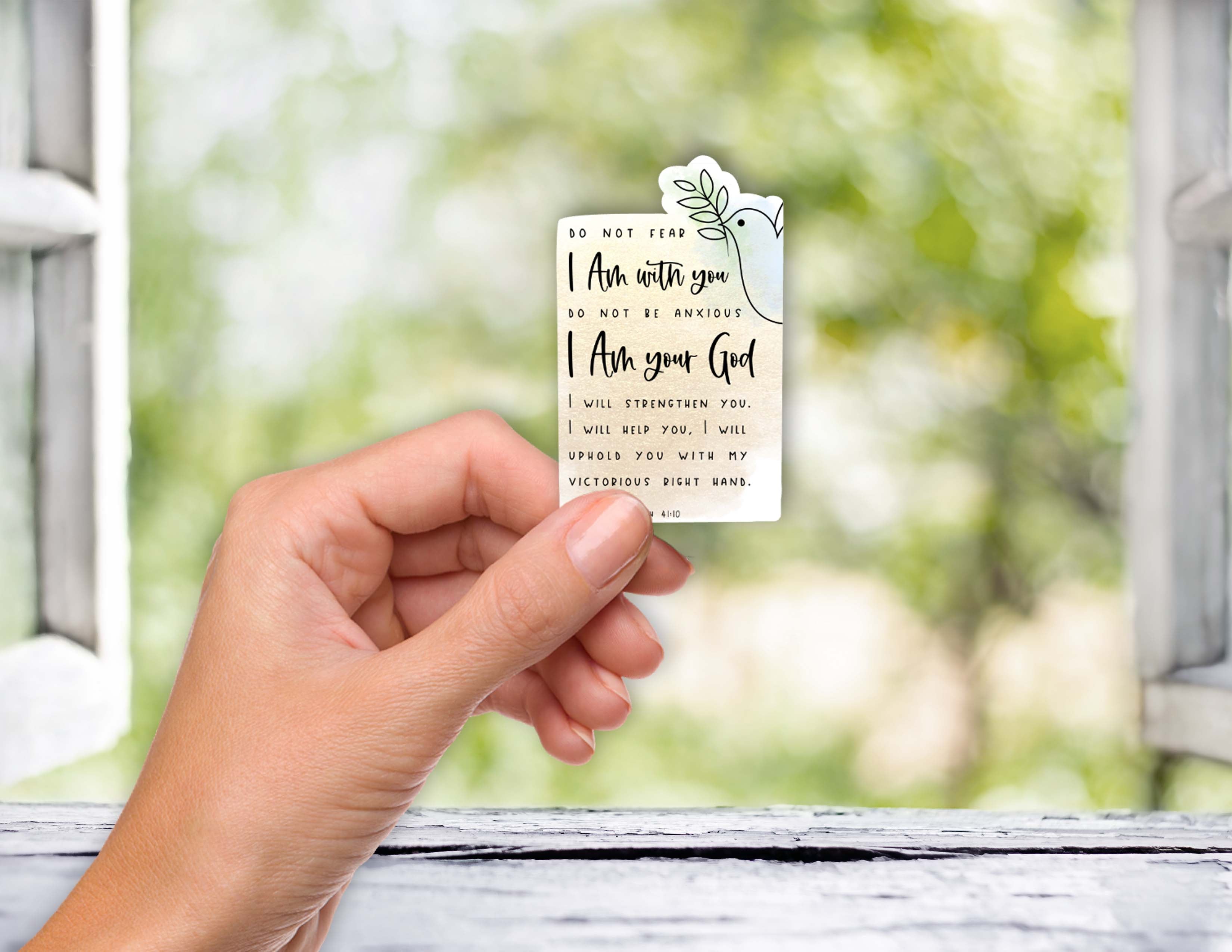 Isaiah 41:10 Waterproof Vinyl Sticker – Christian Encouragement & Faith