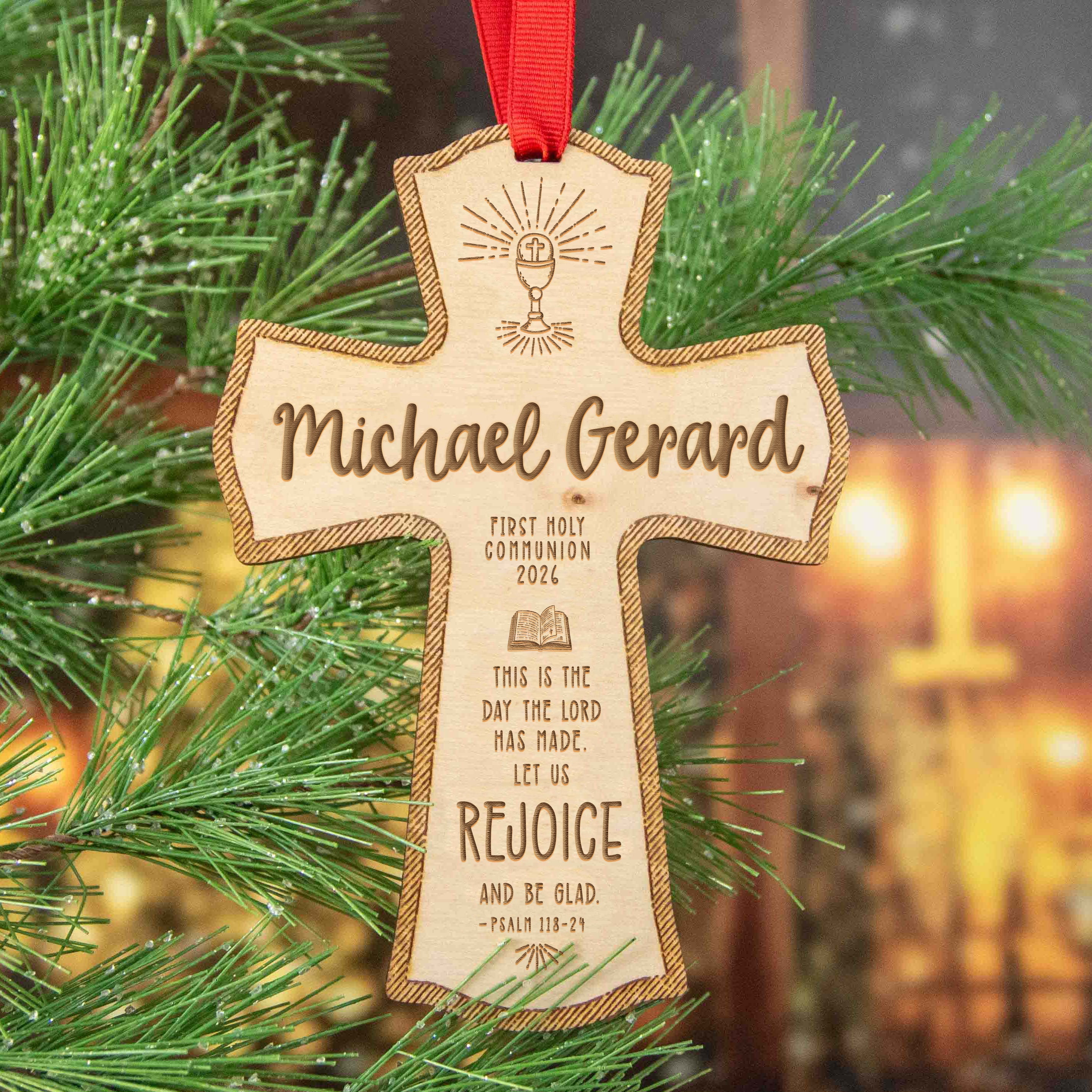 First Holy Communion Wood Cross Ornament