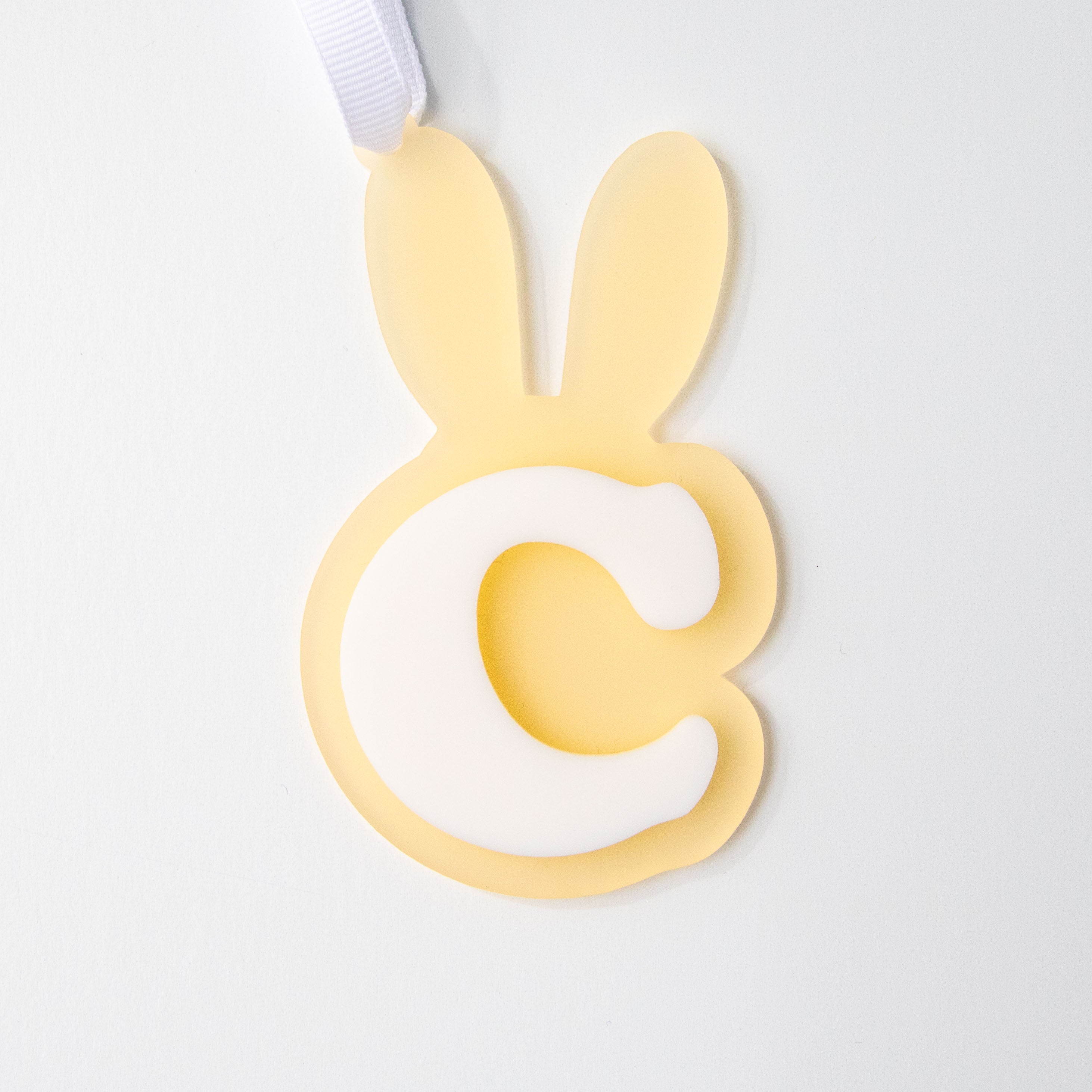 Easter Basket Name Tags, Bunny Ear Monogram Ornament, Personalized Easter Decoration
