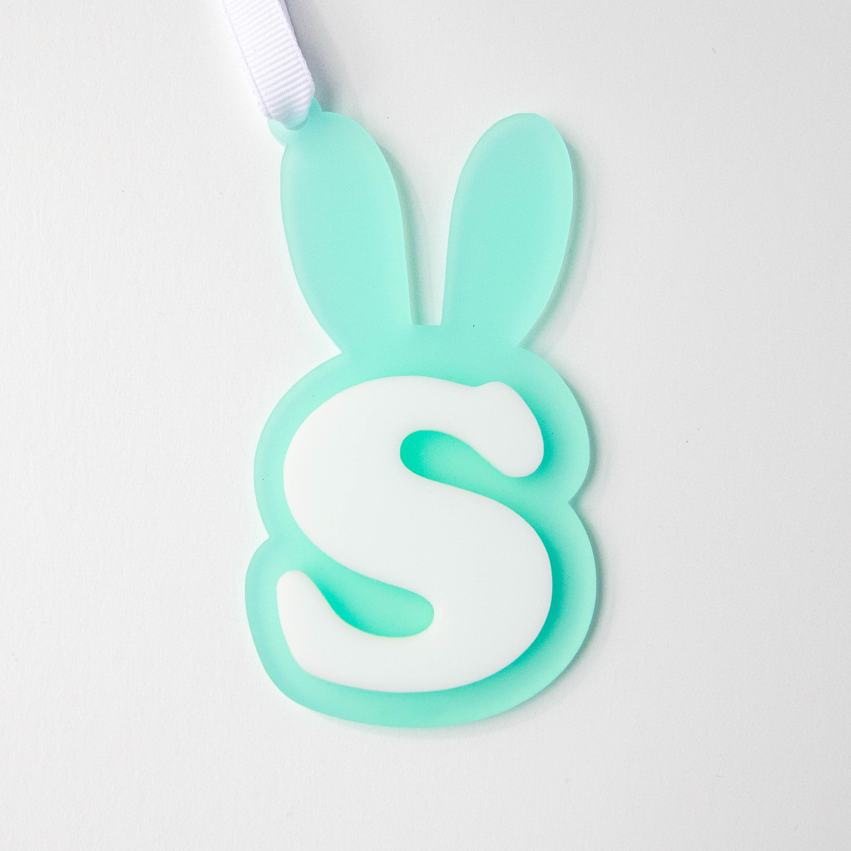 Easter Basket Name Tags, Bunny Ear Monogram Ornament, Personalized Easter Decoration
