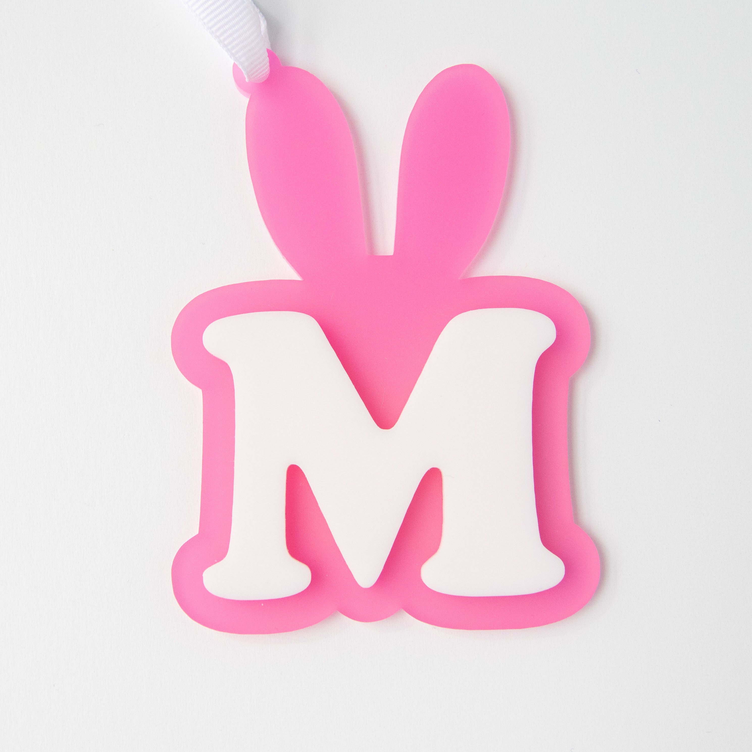 Easter Basket Name Tags, Bunny Ear Monogram Ornament, Personalized Easter Decoration