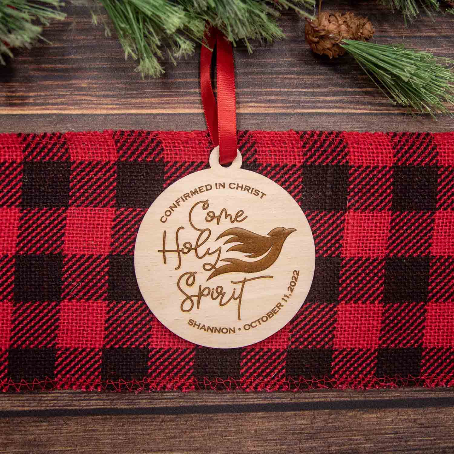 Come Holy Spirit Confirmation Wood Christmas Ornament