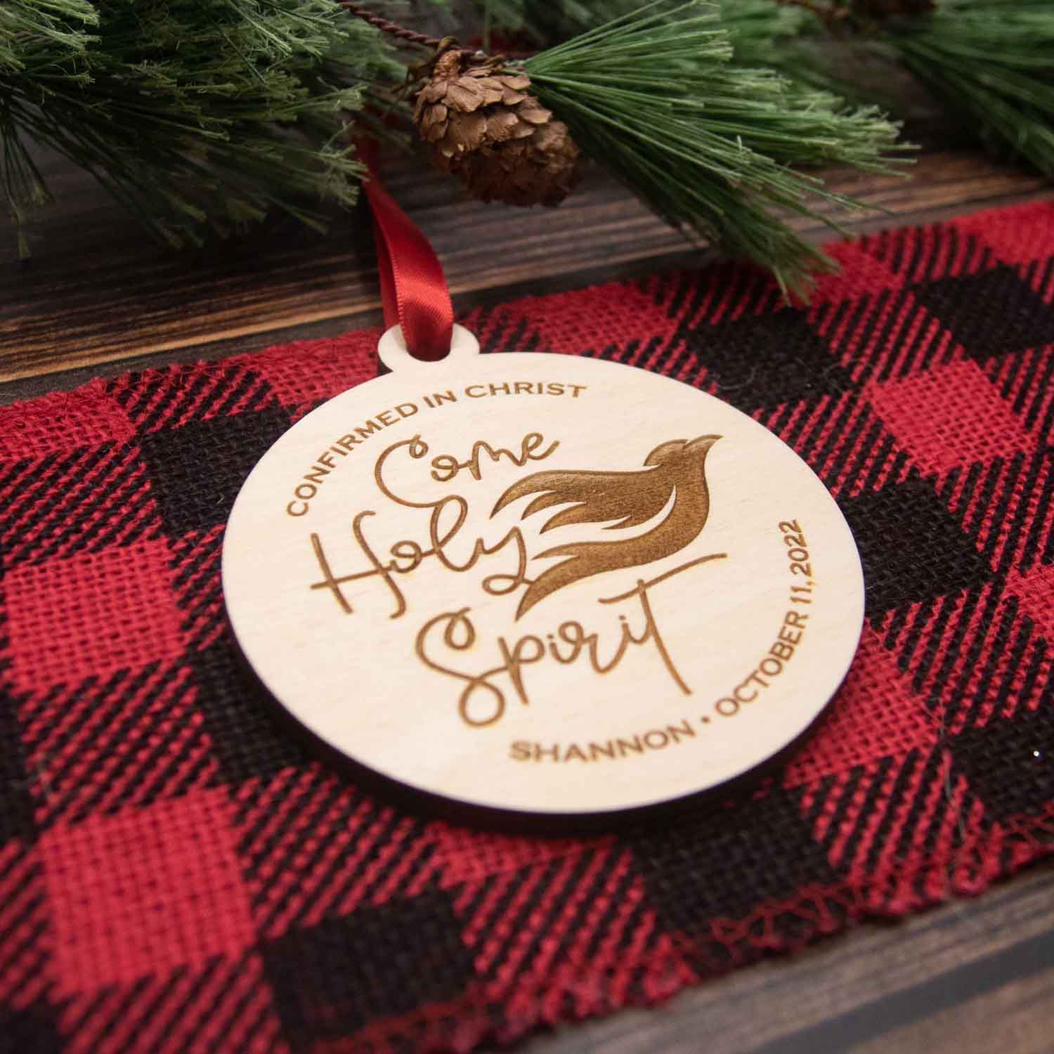 Come Holy Spirit Confirmation Wood Christmas Ornament