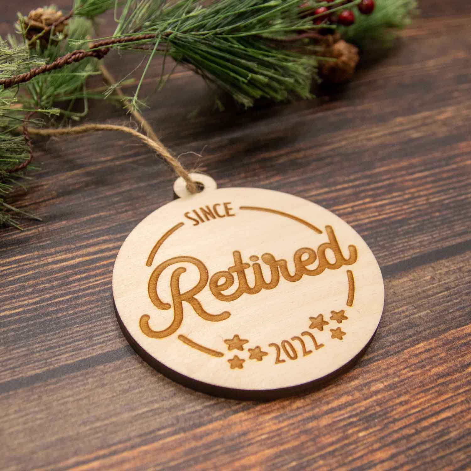 Retirement Christmas Wood Ornament