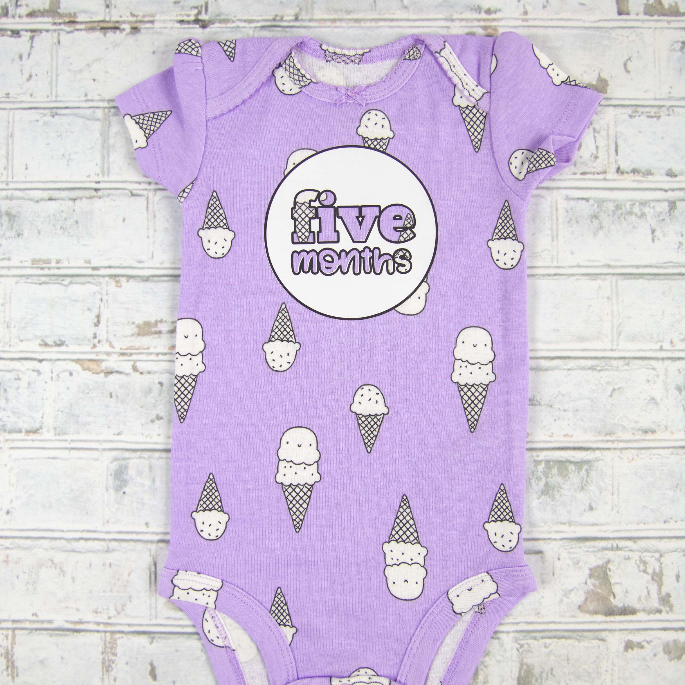 Baby Girl Monthly Photo Bodysuit Set – Bunnies, Dogs & Ice Cream - Firefly Wishes